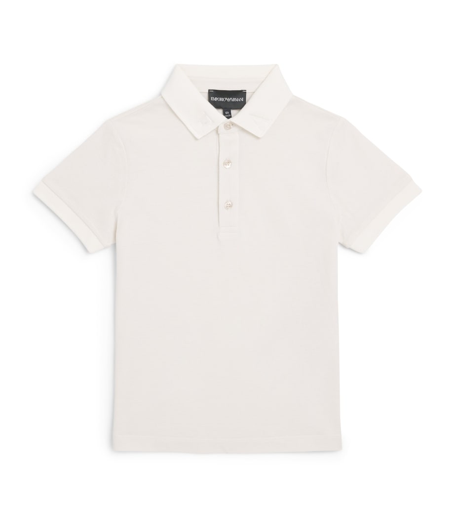 Emporio Armani Kids Cotton Piqué Polo Shirt (4-16 Years) White Sand Image 1