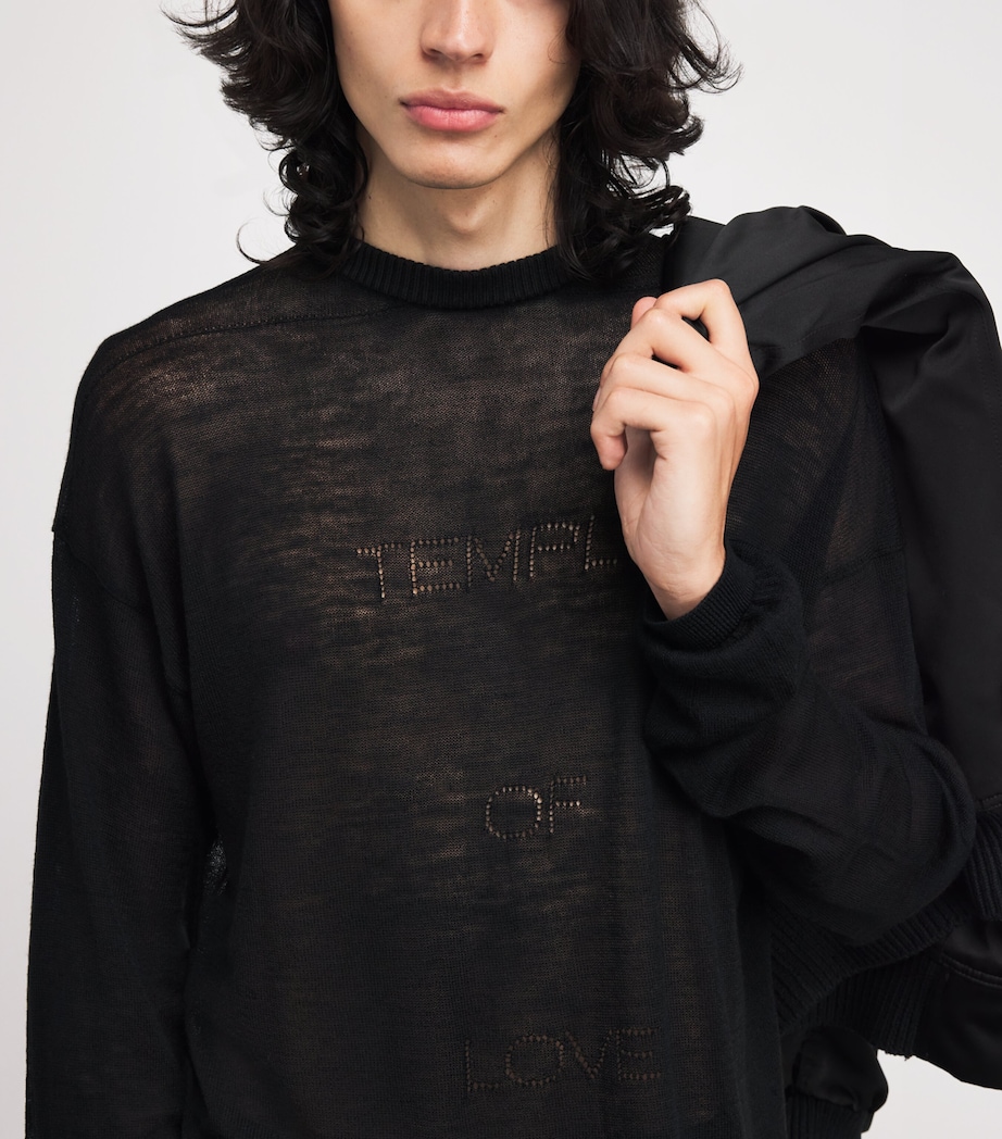 Wool Temple Sheer Sweater BLACK/ 09 Image 6
