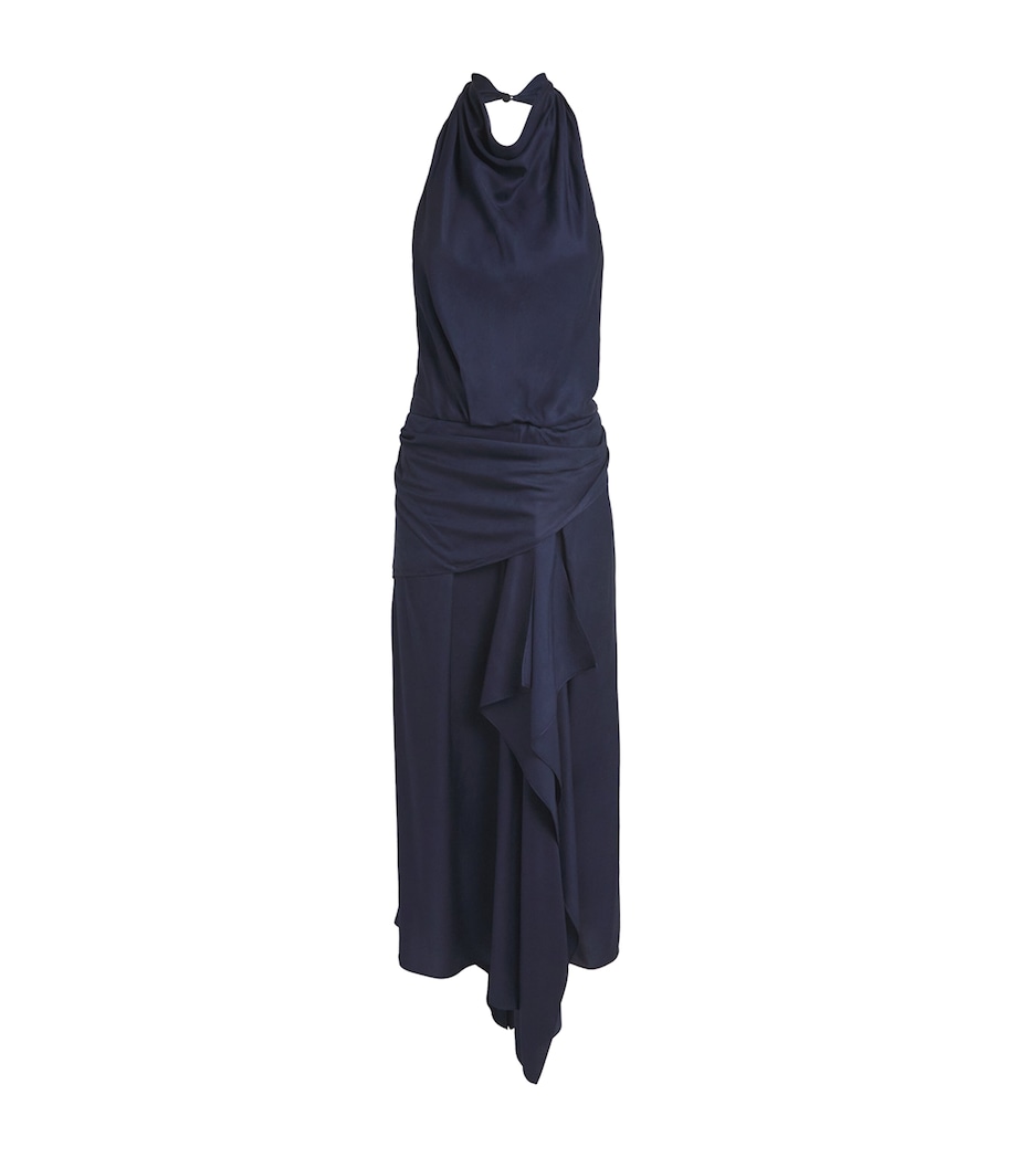 Brandon Maxwell Womens The Marin Scarf Midi Dress Navy Image 1