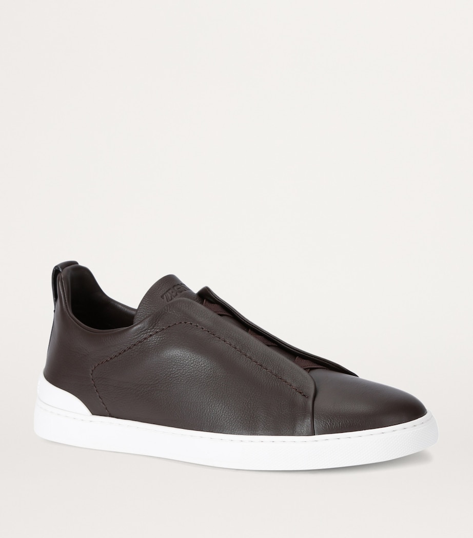 Leather Triple Stitch SECONDSKIN Sneakers BROWN Image 3