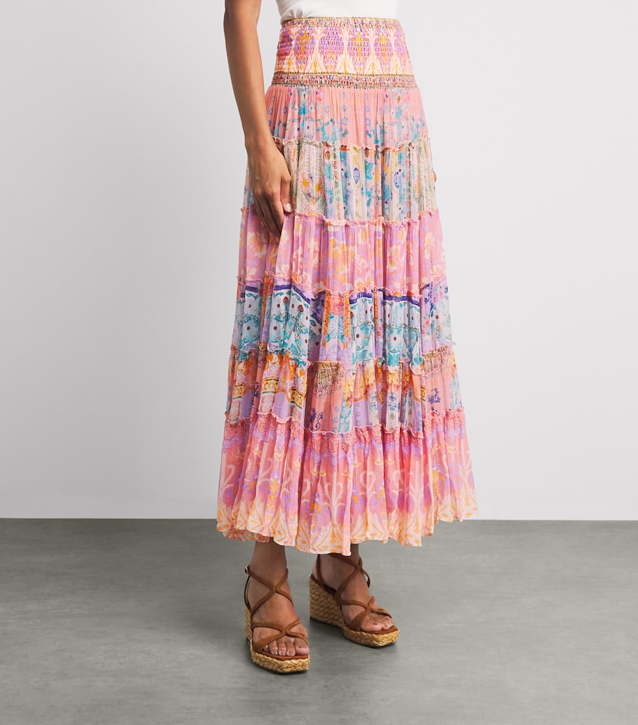 Camilla Womens Silk Tiered Maxi Skirt Howdy Gaudi Image 4
