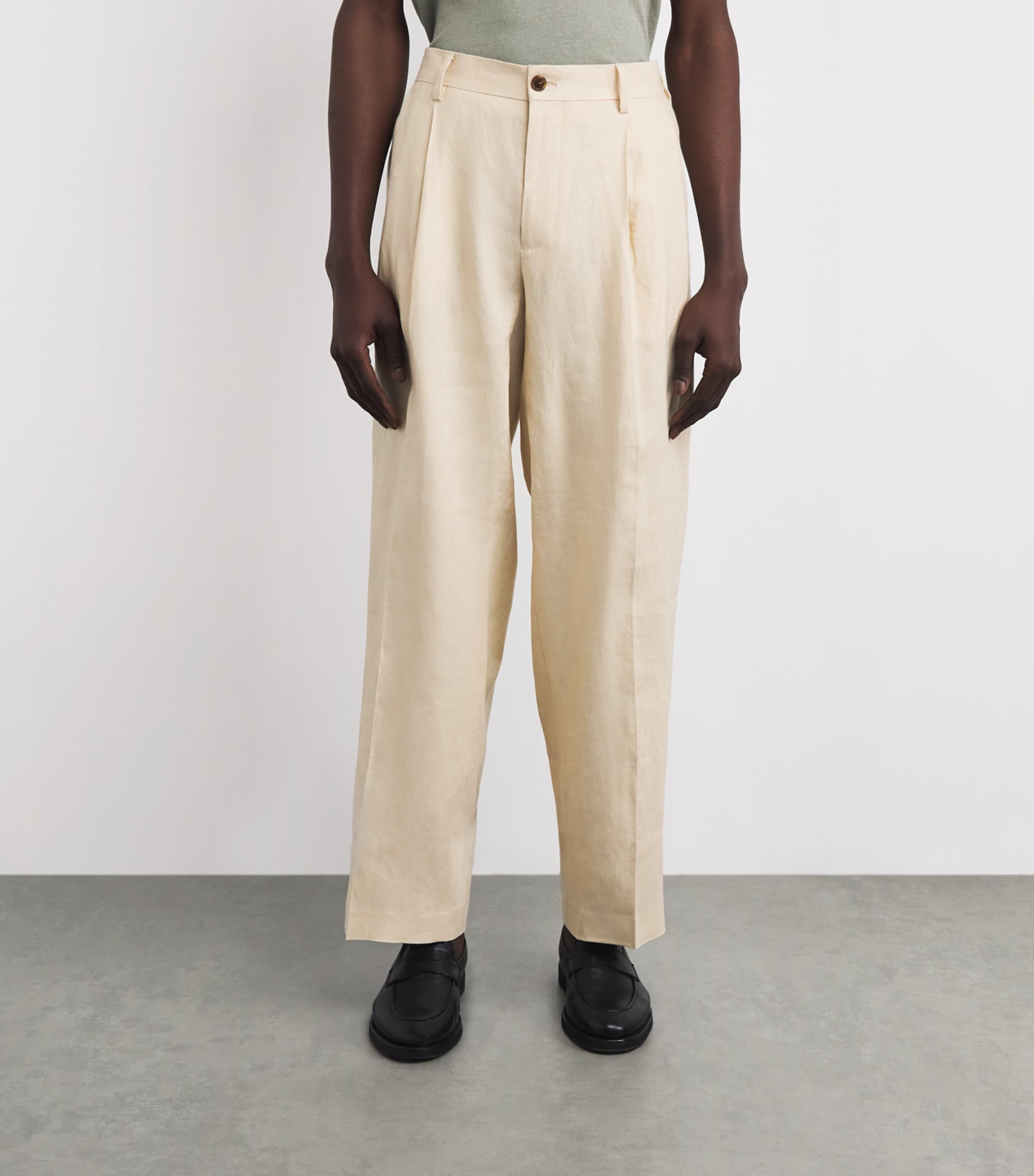 NN.07 Mens Linen Justin Wide-Leg Trousers Honey Silk Image 4