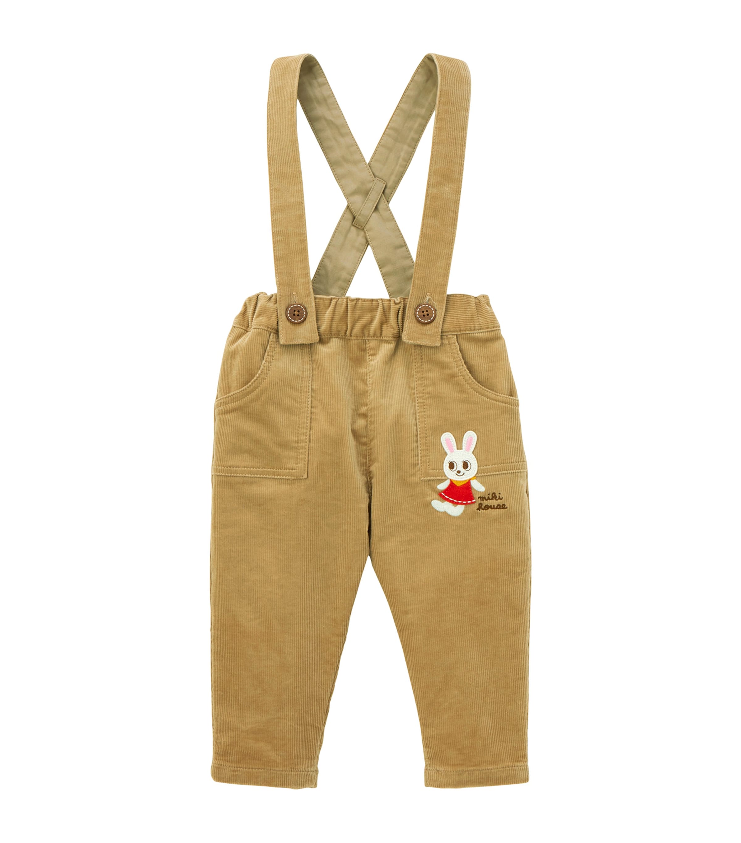 Miki House Kids' Corduroy Dungarees In Brown