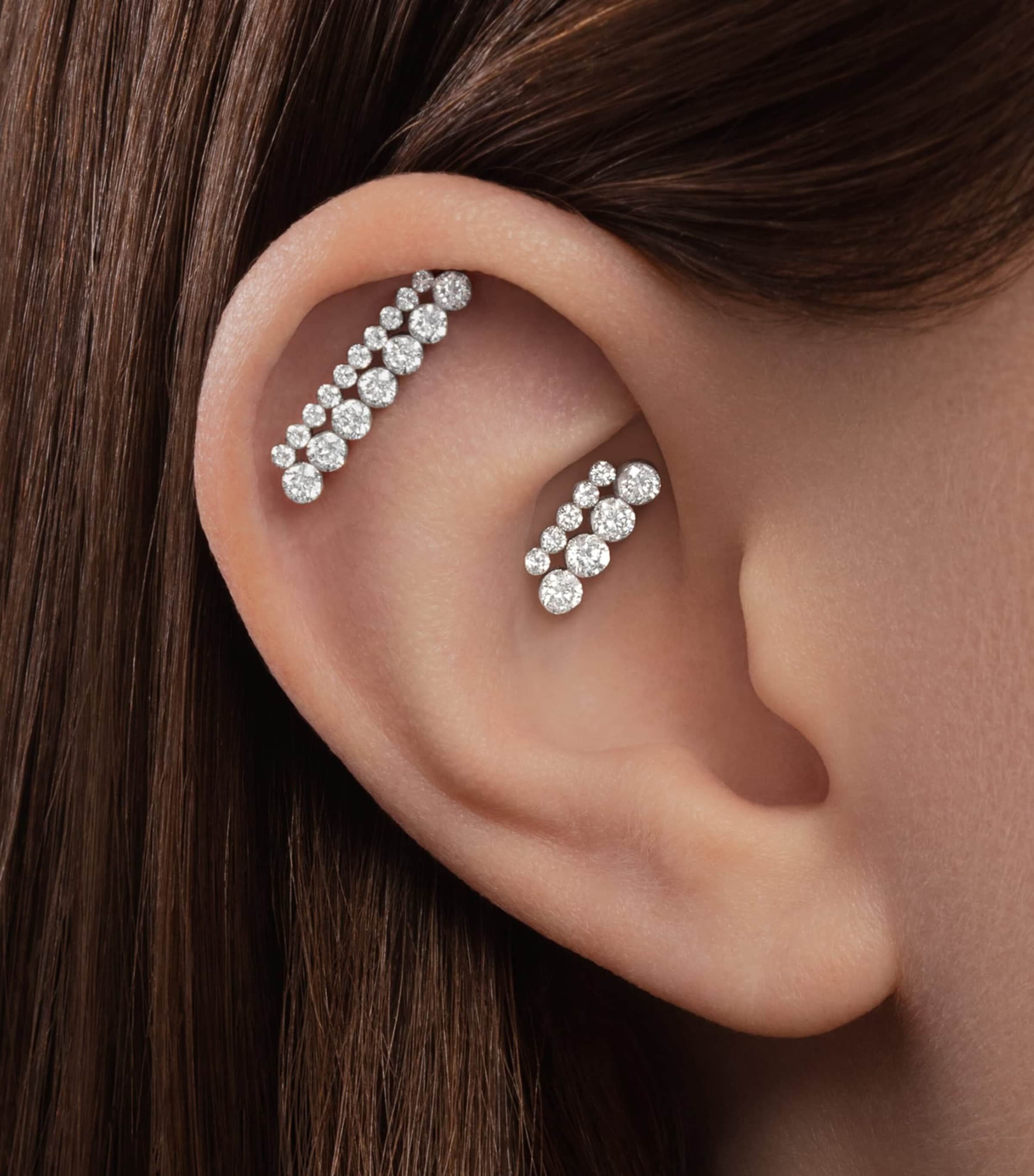Maria Tash White Gold Invisible Set Diamond Apsara Bar Threaded Stud Earring (11mm) White Gold Image 4