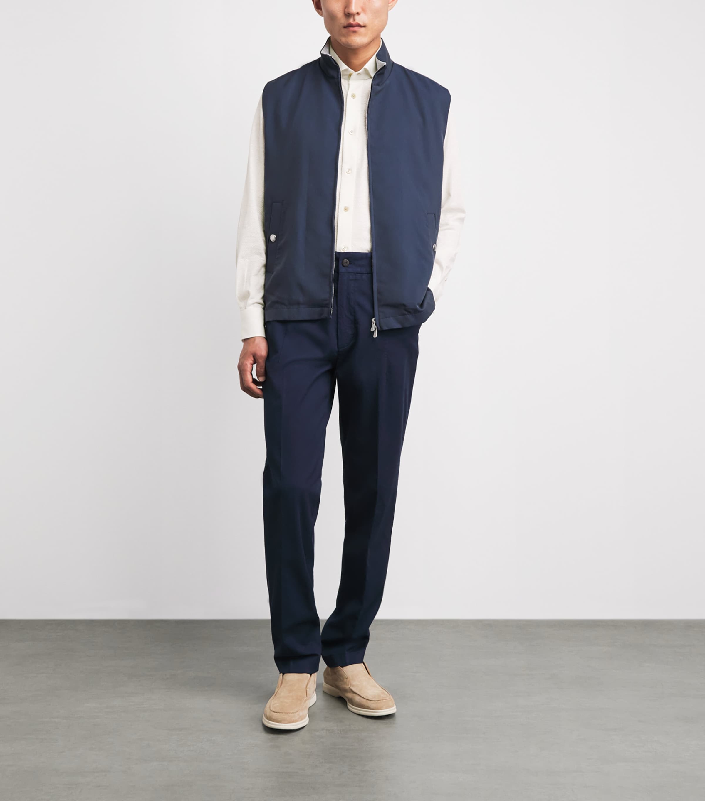 Eleventy Mens Cotton-Linen Knitted Shirt Bianco Image 2