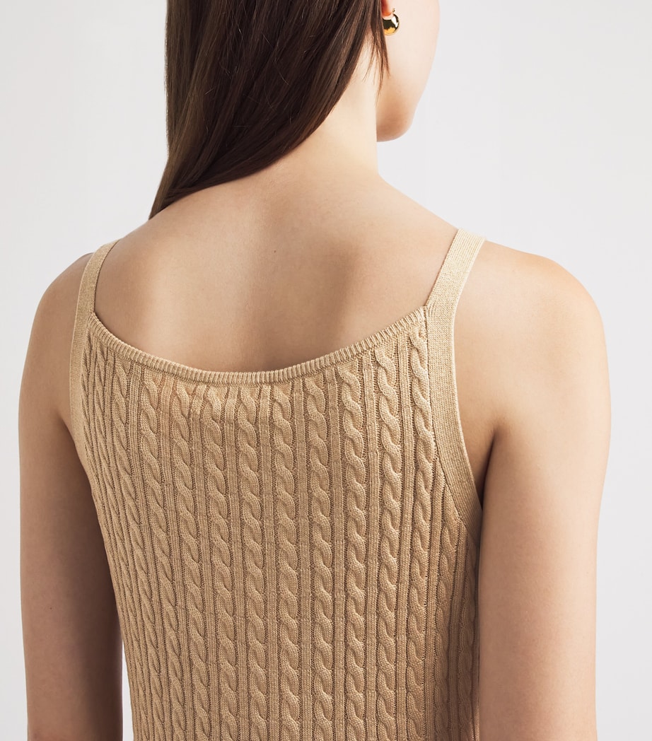 Soft Goat Womens Silk-Cashmere Cable-Knit Midi Dress Camel Image 5