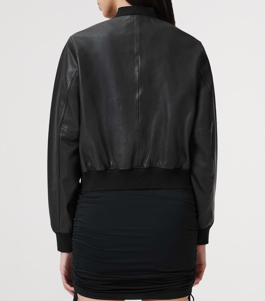 Leather Orten Bomber Jacket BLACK Image 6