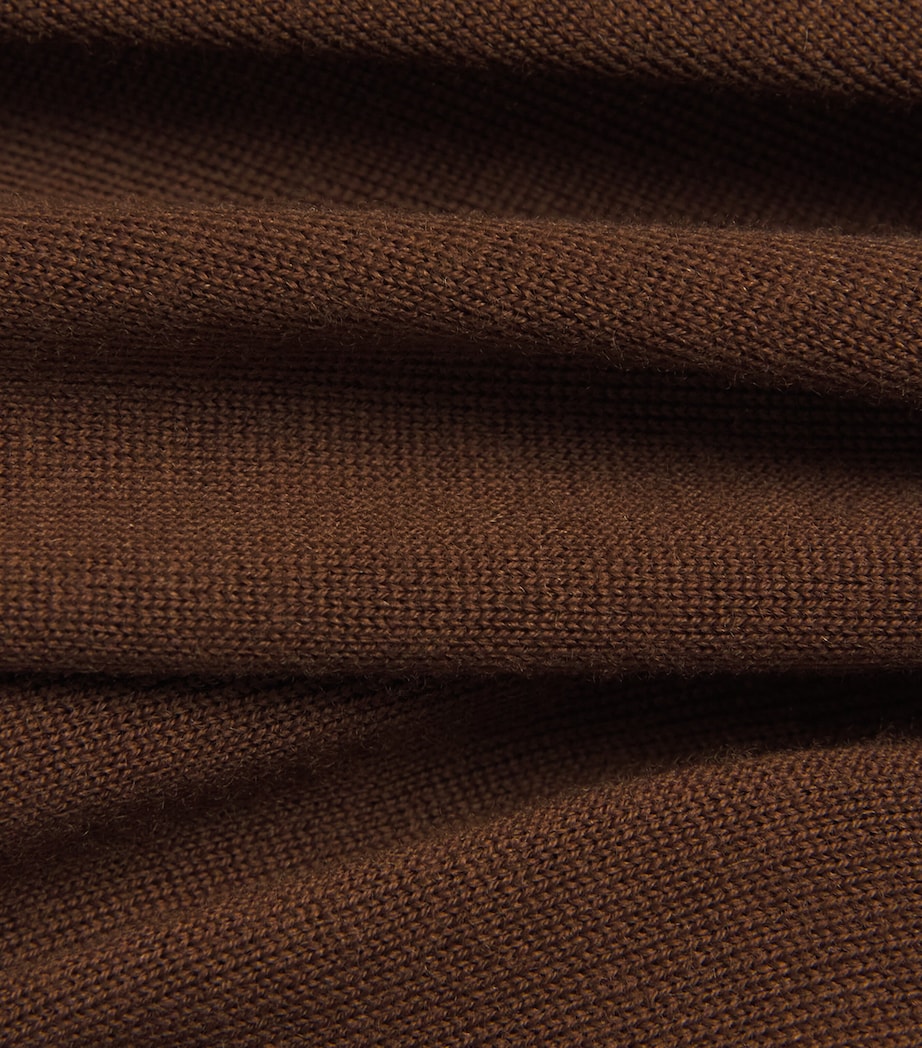 Brett Johnson Mens Virgin Wool Long-Sleeve Polo Shirt Chestnut Image 6