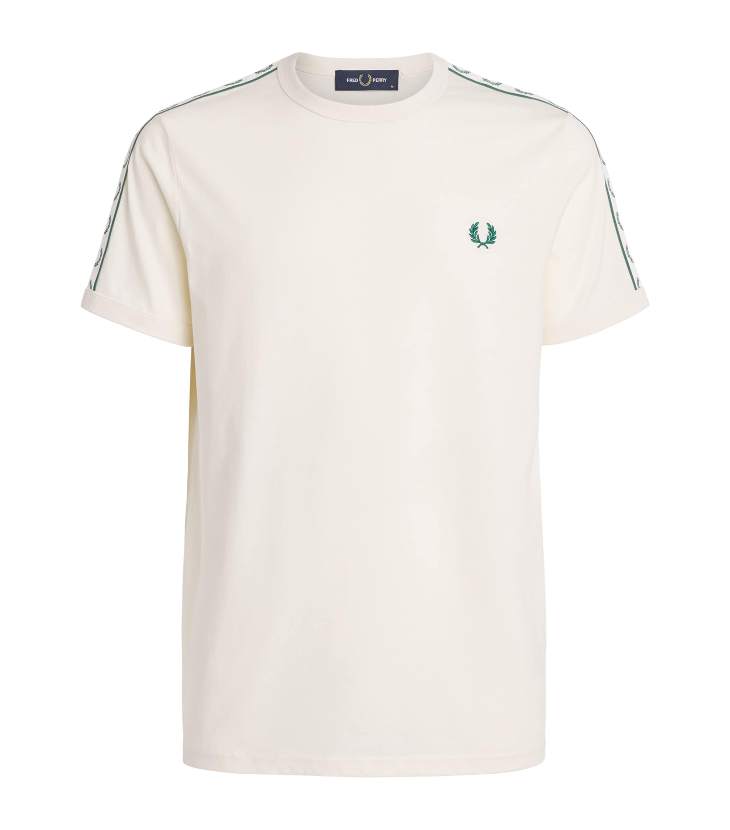 Fred Perry Mens Cotton Contrast-Tape Ringer T-Shirt Ecru Image 1