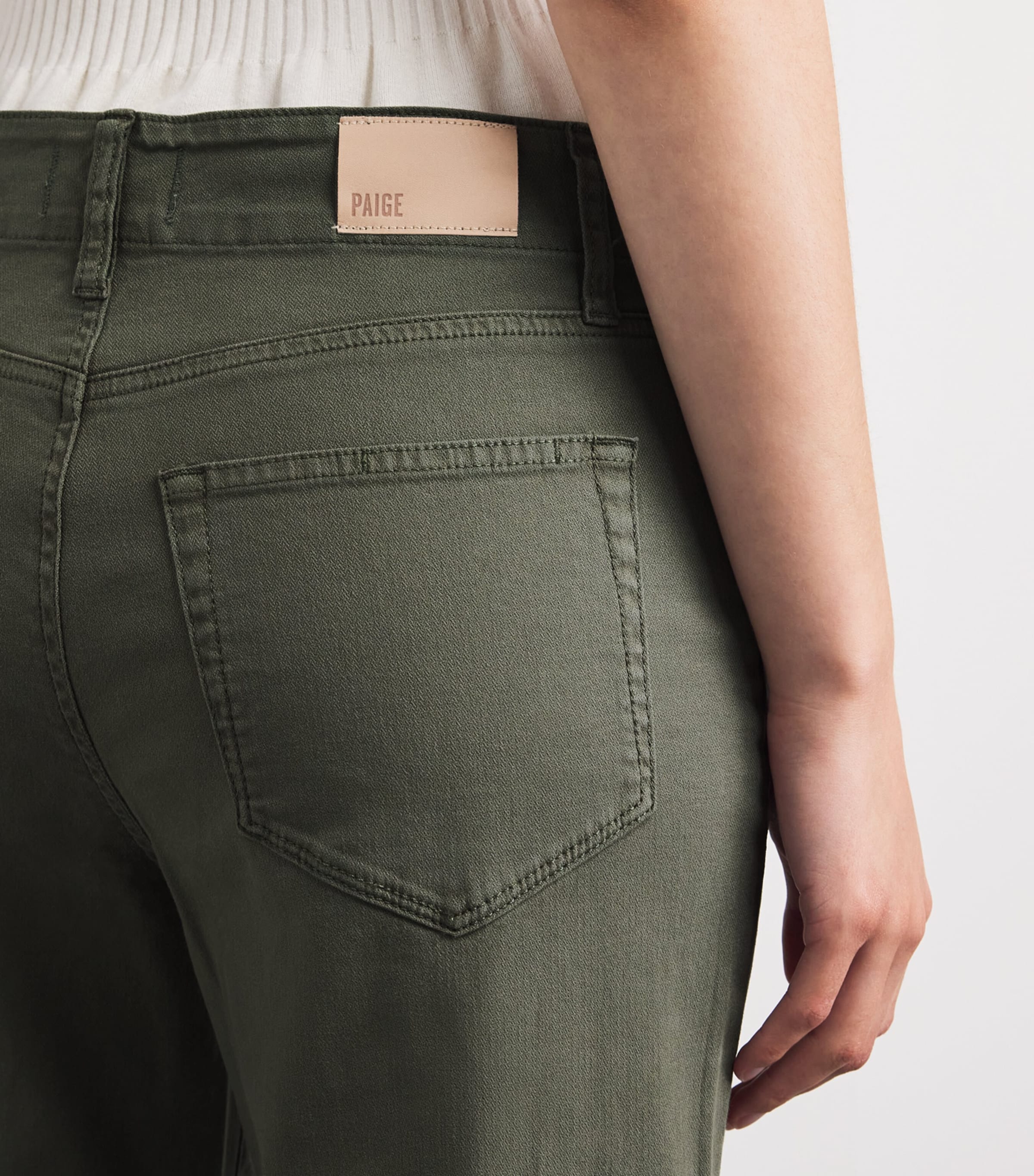 PAIGE Womens Ari Bootcut Jeans Vintage Ivy Green Image 3