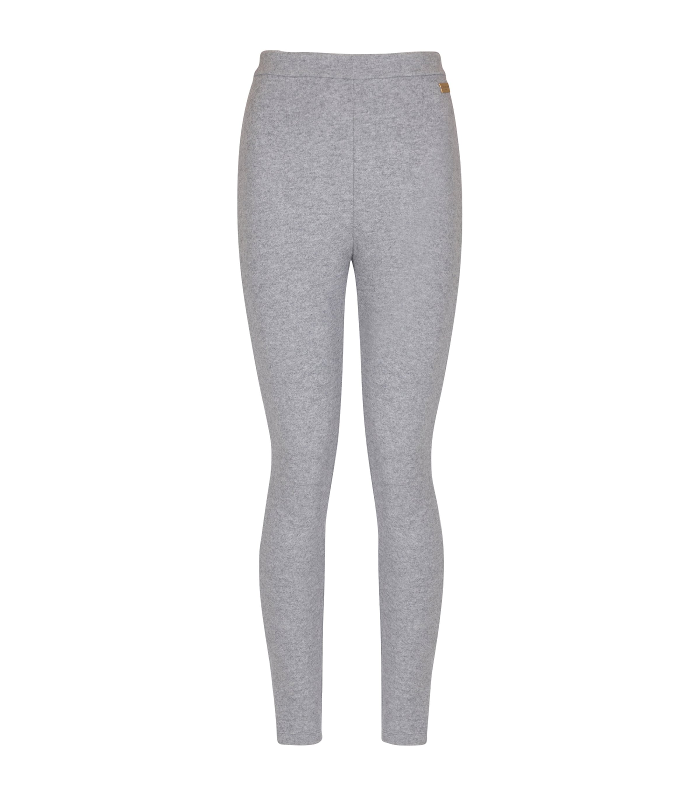 Balmain Wool-blend Knitted Leggings In Gray