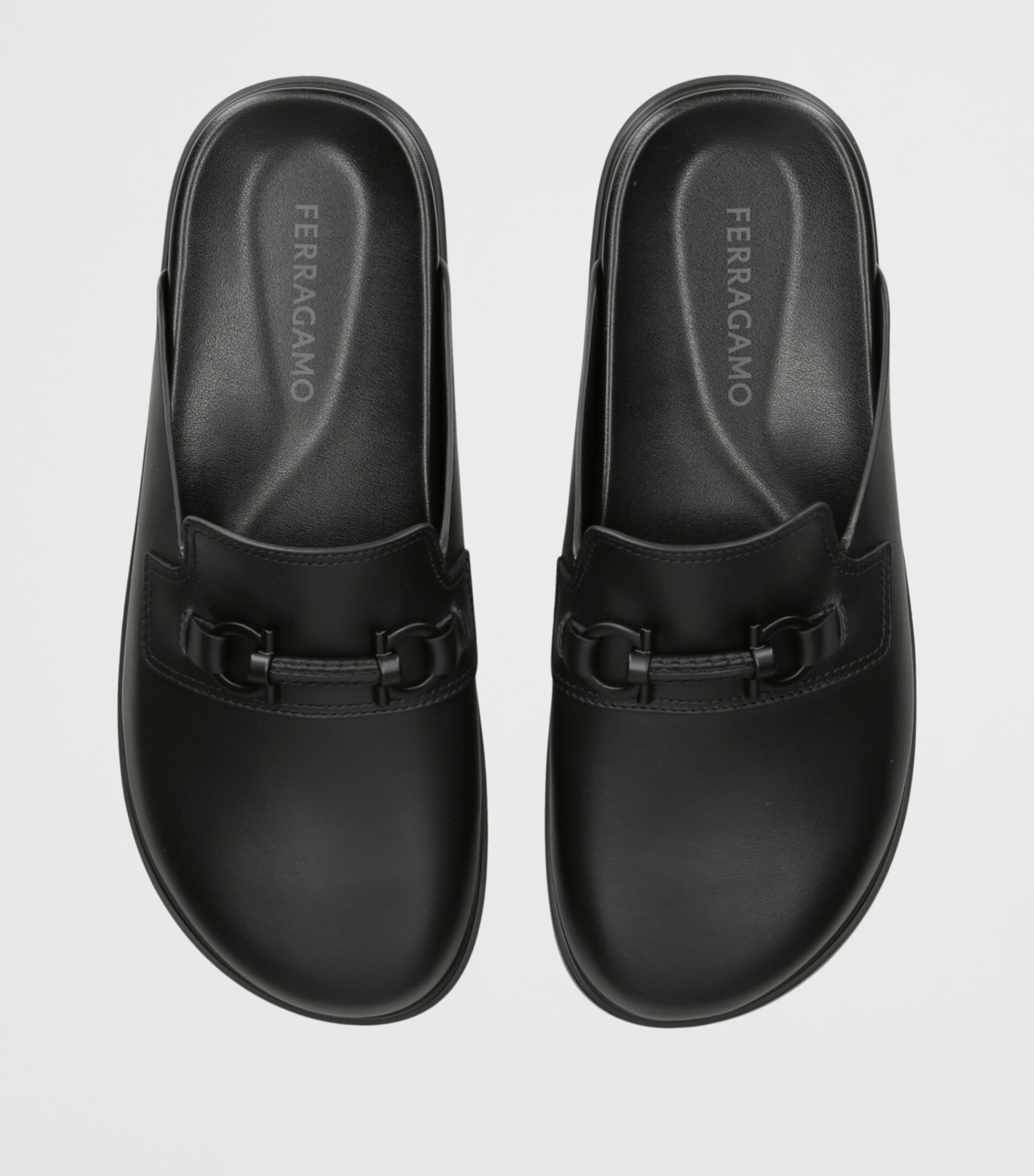 Salvatore Ferragamo Leather Gancini Mules Black Image 4