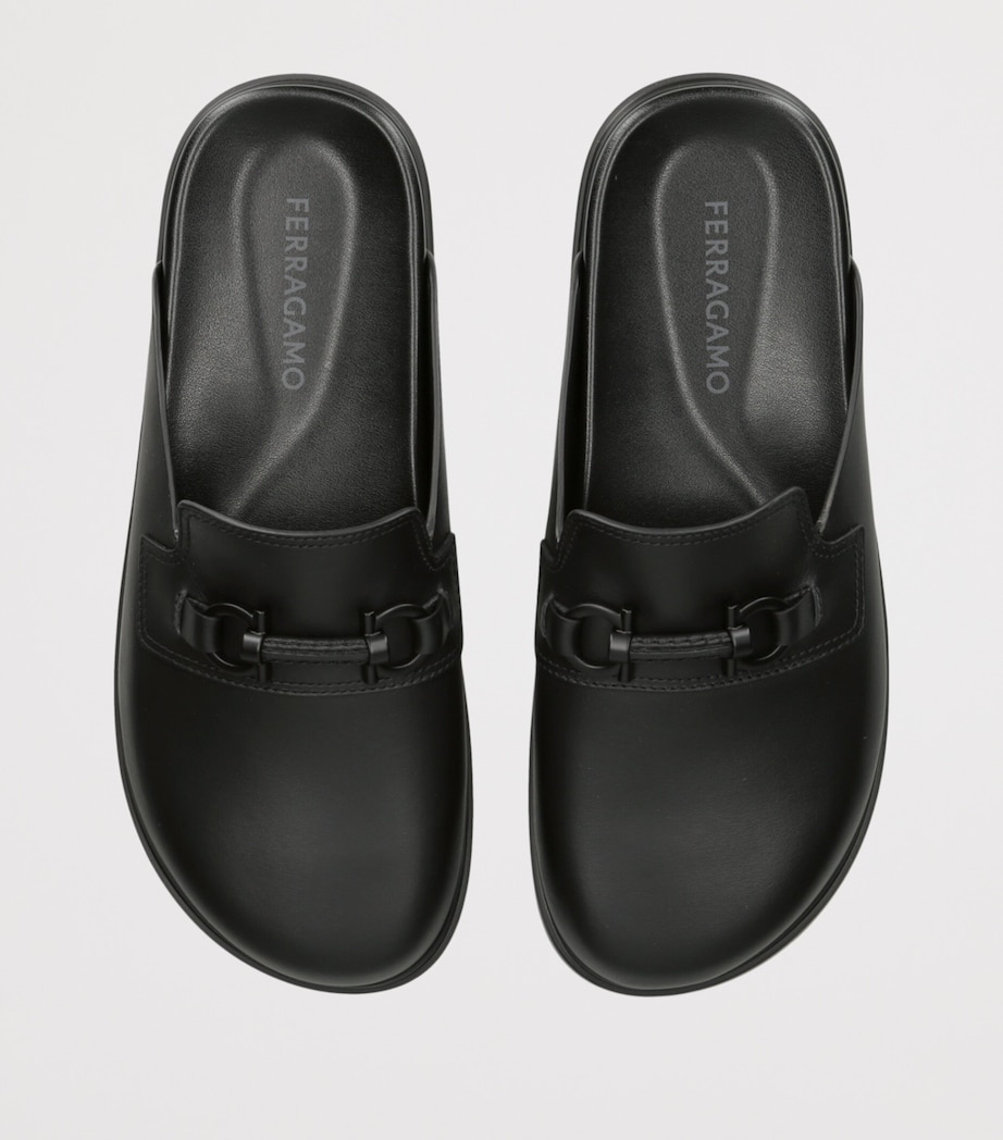 Salvatore Ferragamo Leather Gancini Mules Black Image 4