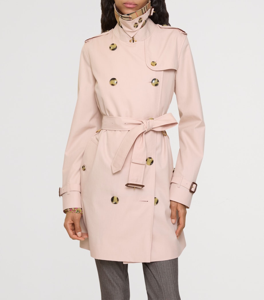 Tropical Gabardine Kensington Trench Coat PALE SUGAR PINK Image 4