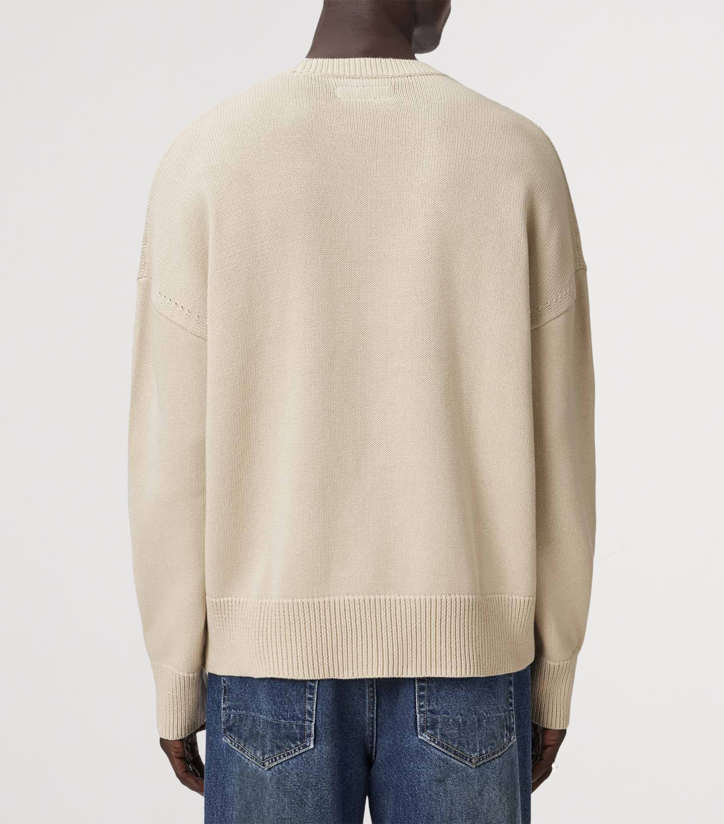 AllSaints Mens Organic Cotton Crossed Sweater Ecru White Image 4