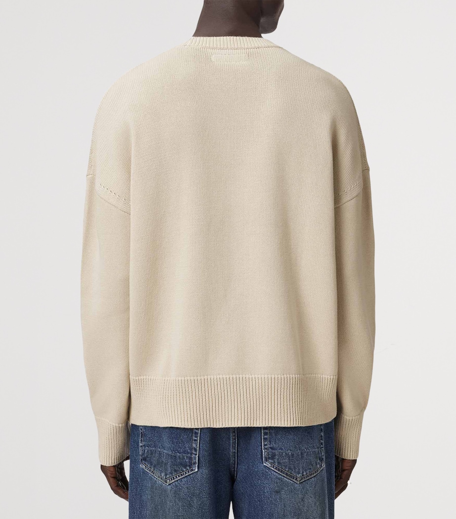 AllSaints Mens Organic Cotton Crossed Sweater Ecru White Image 4