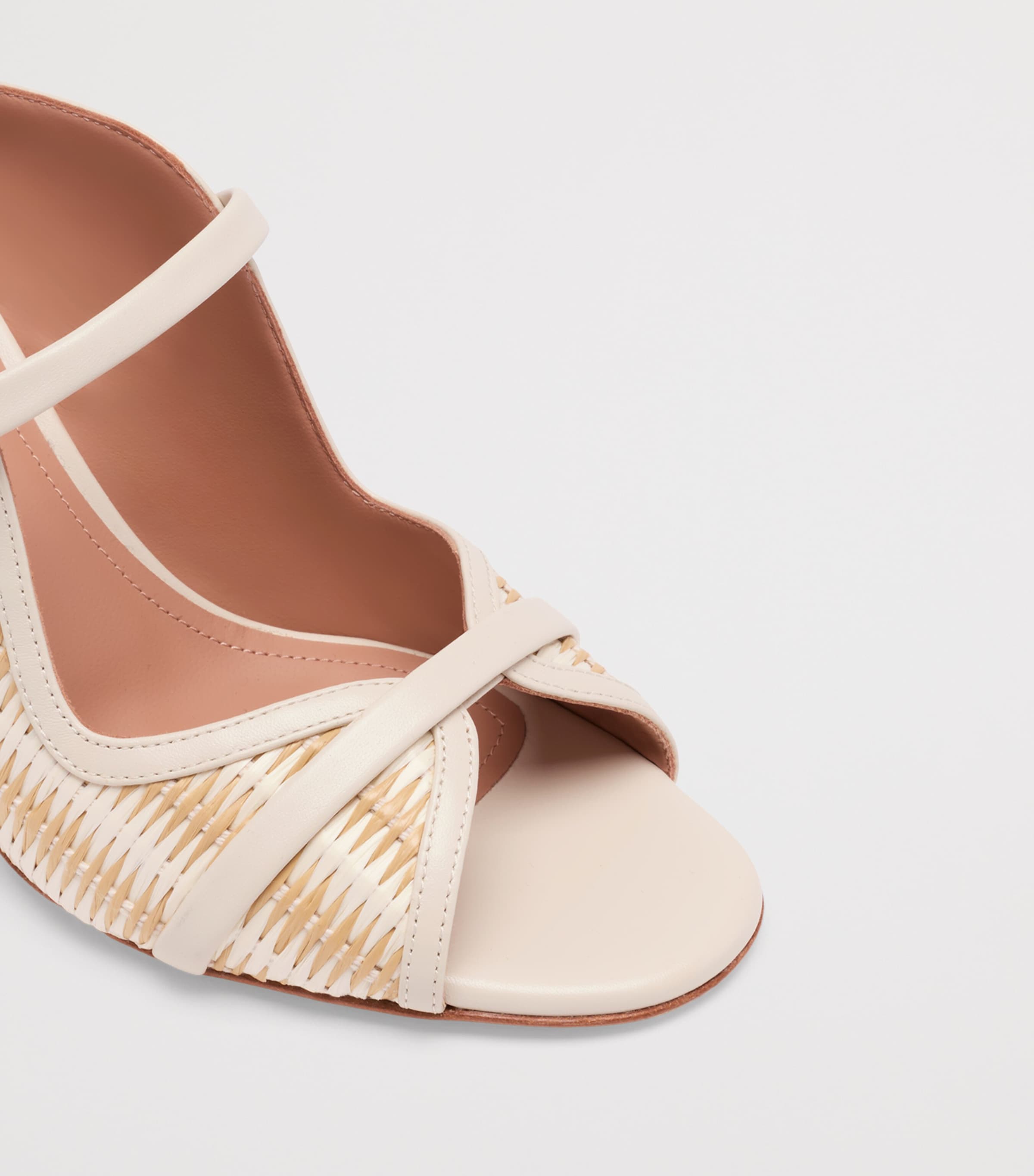 Malone Souliers Striped Raffia Norah Heeled Sandals 70 Cream Image 5