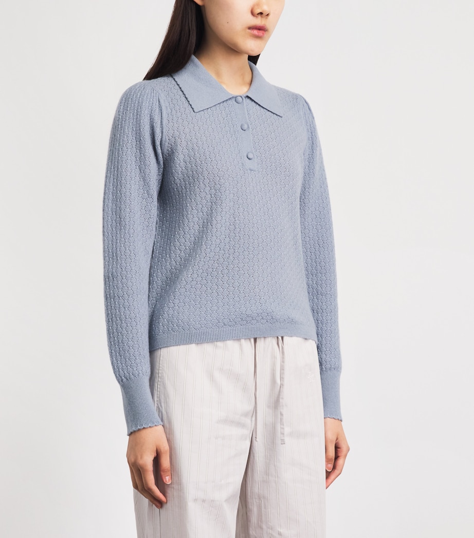 FRAME Womens Cashmere Honeycomb Sweater Grey Blue Image 4