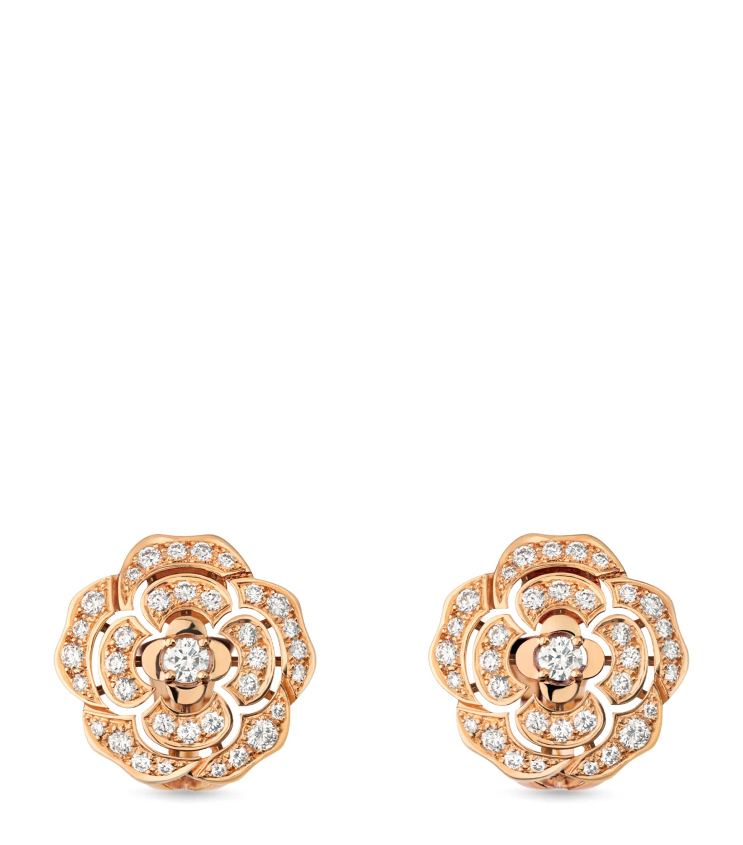 CHANEL Rose Gold and Diamond Bouton de Camélia Stud Earrings Rose Gold Image 1
