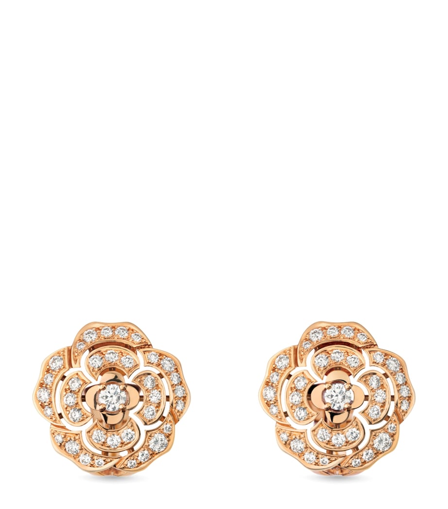 CHANEL Rose Gold and Diamond Bouton de Camélia Stud Earrings Rose Gold Image 1