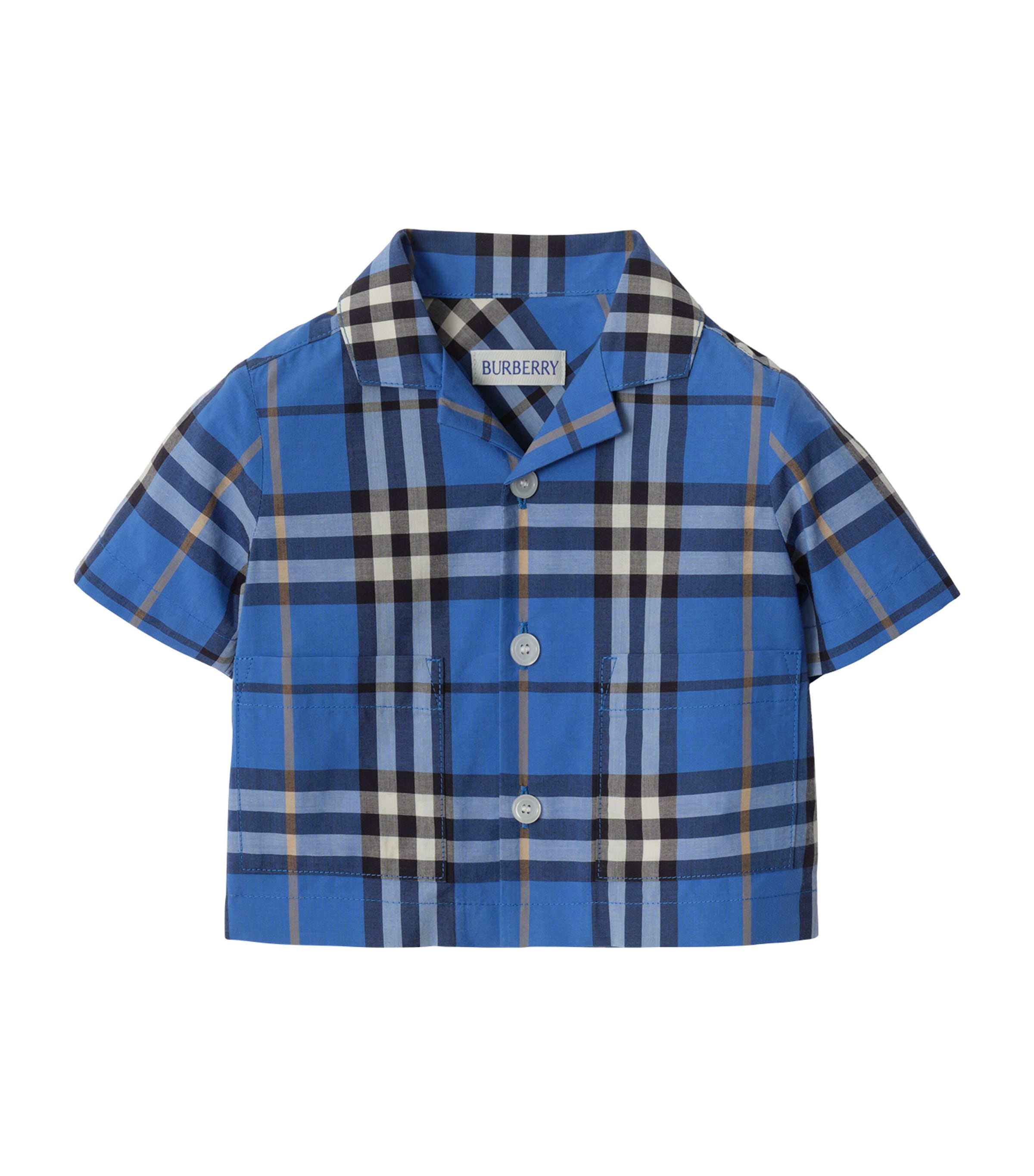 Burberry Kids Cotton Check Shirt and Shorts Set (6-36 Months) Hyacinth Blue Ip Chk Image 1