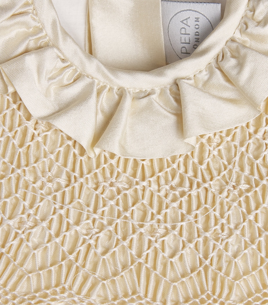PEPA LONDON Silk Smocked Dress (12 Months - 4 Years) Champagne Image 3