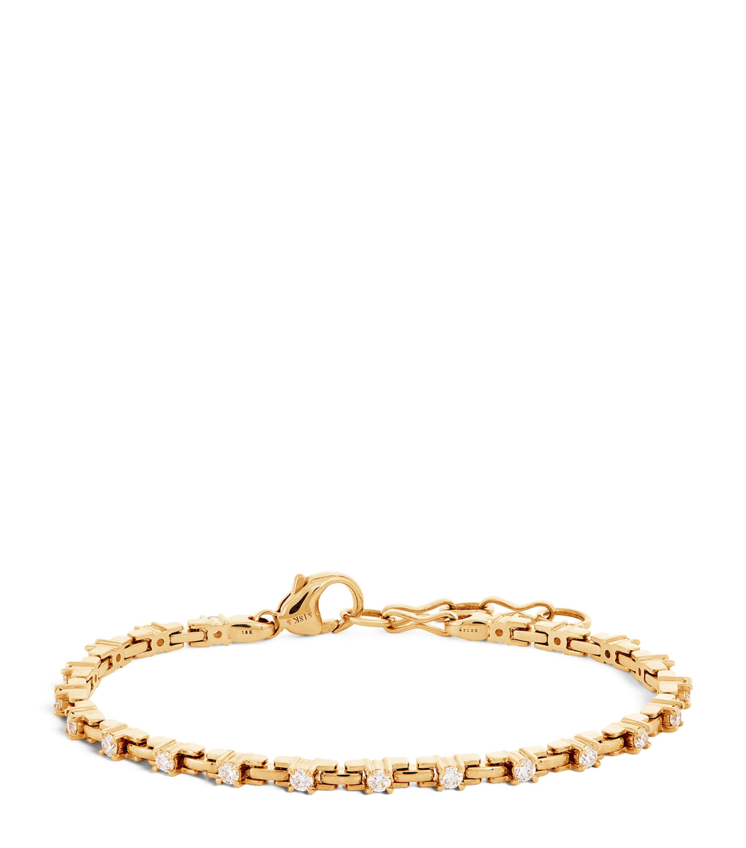 Azlee Yellow Gold And Diamond Pirouette Bracelet