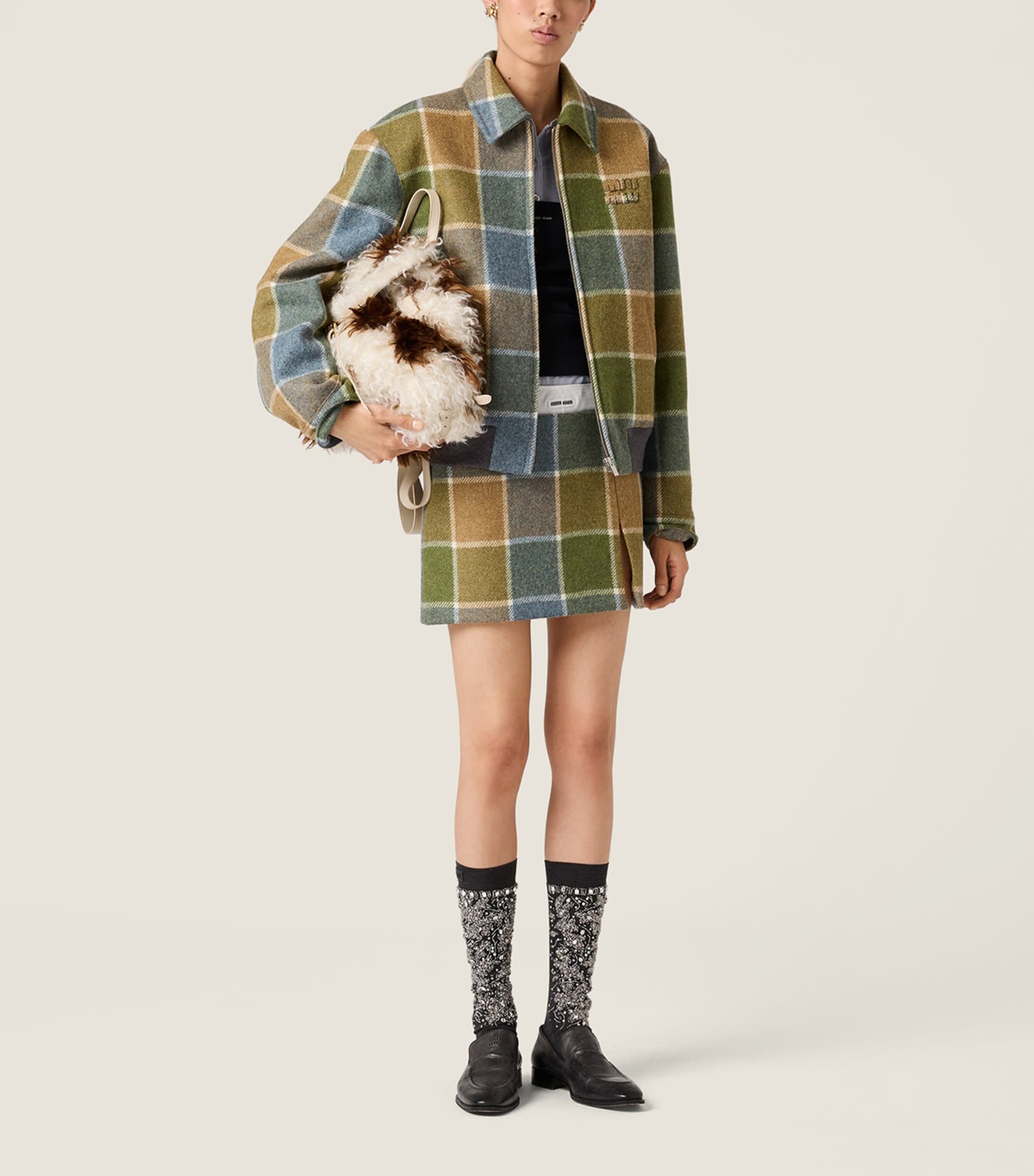 Wool Check Bomber Jacket F0XX7 Image 2