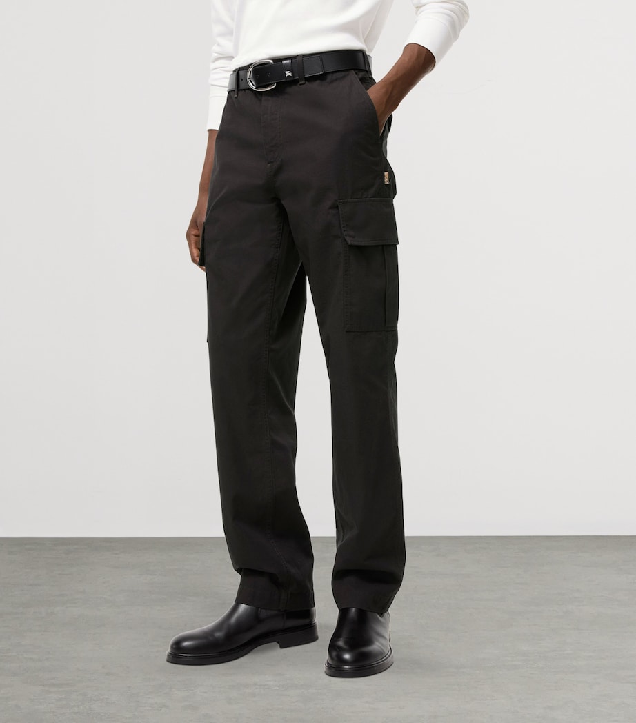 Burberry Mens Cotton Cargo Trousers Chocolate Brown Image 2