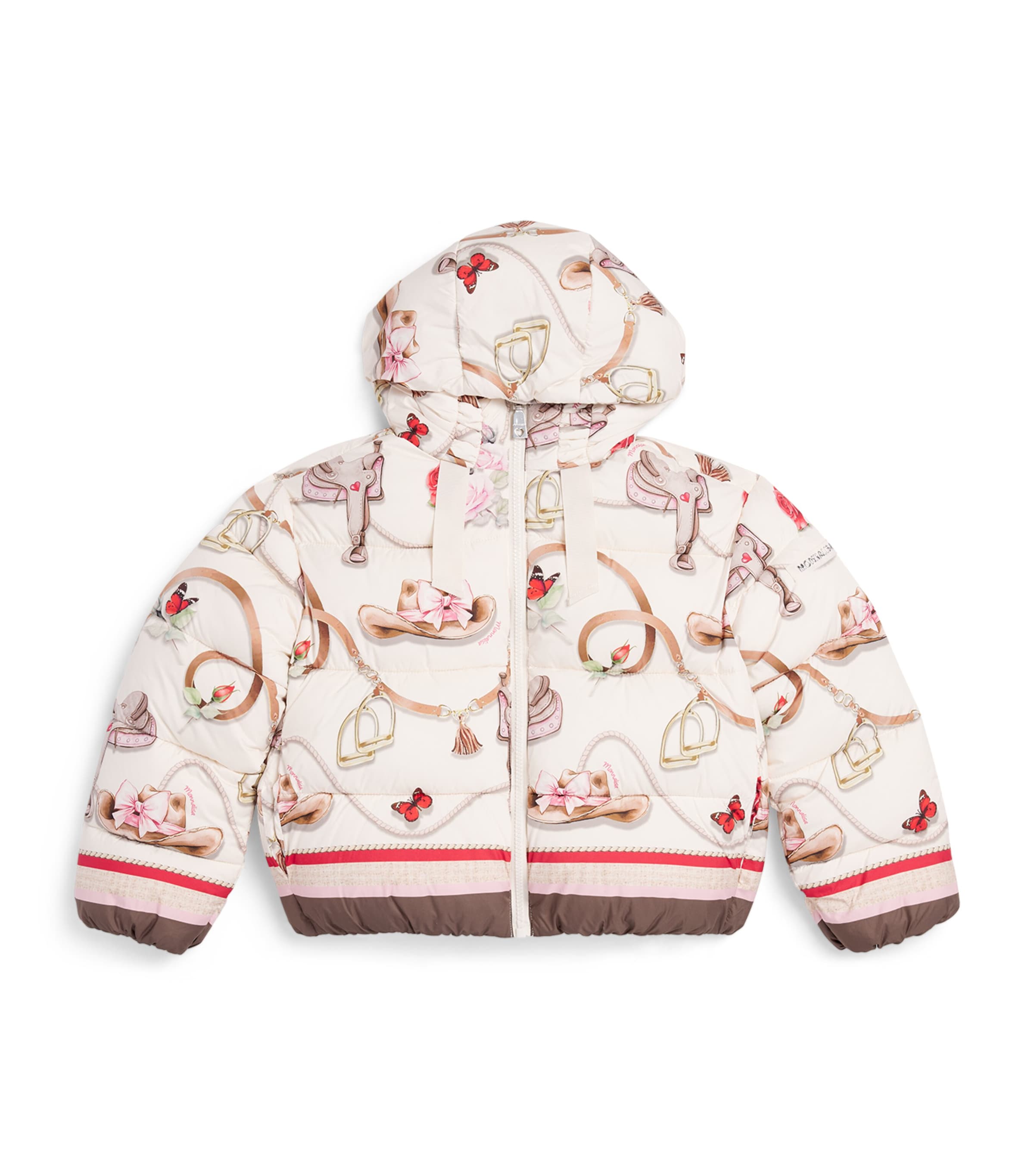 Monnalisa Printed Puffer Jacket (4-12 Years) Gardenia Image 1