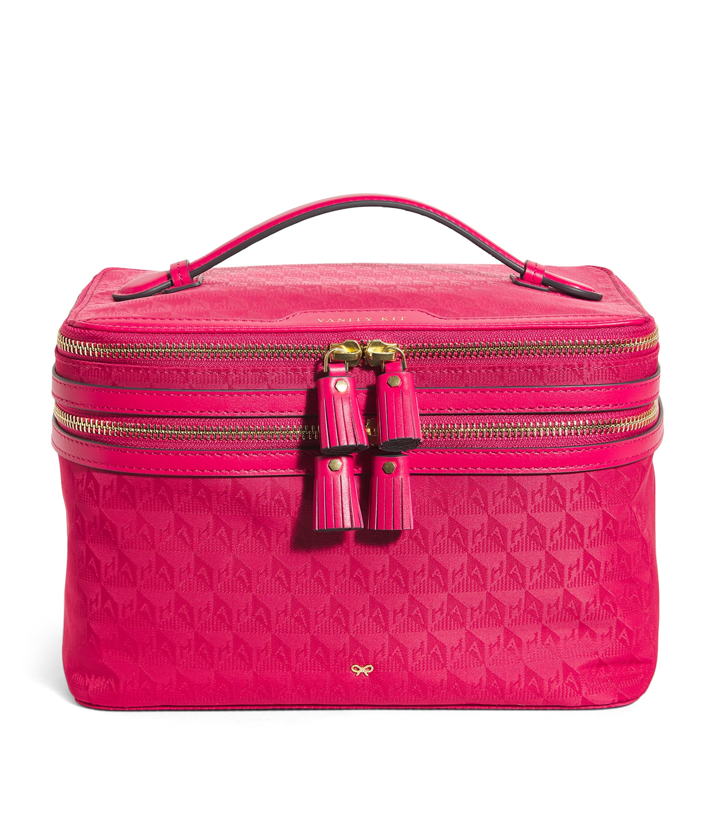 Anya Hindmarch Jacquard Vanity Kit Travel Bag In Pink