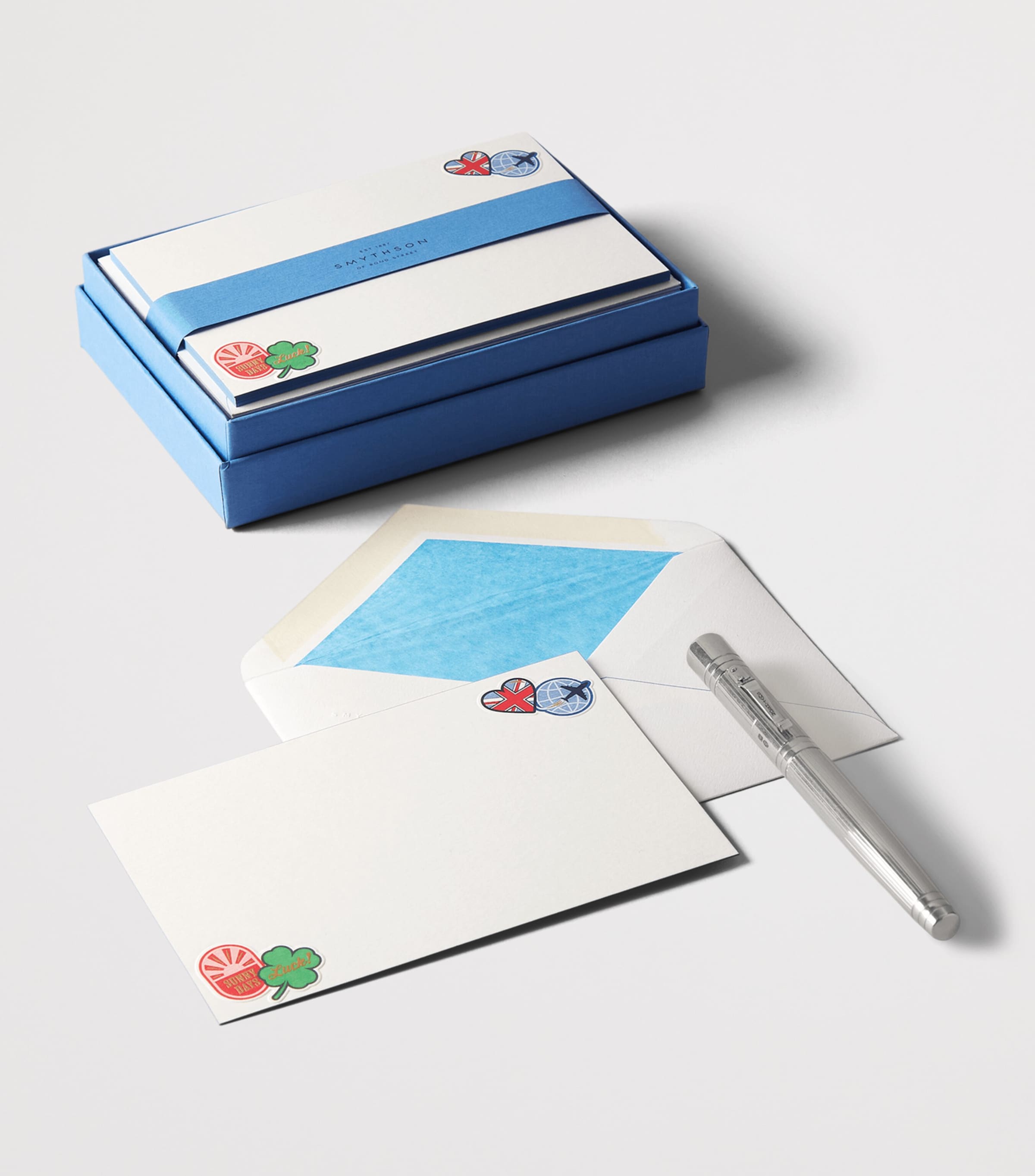 Smythson Box of 10 Animated Sticker Cards and Envelopes White Wv Image 3