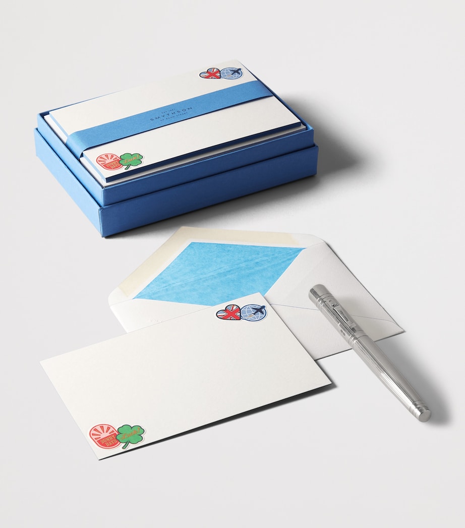 Smythson Box of 10 Animated Sticker Cards and Envelopes White Wv Image 3