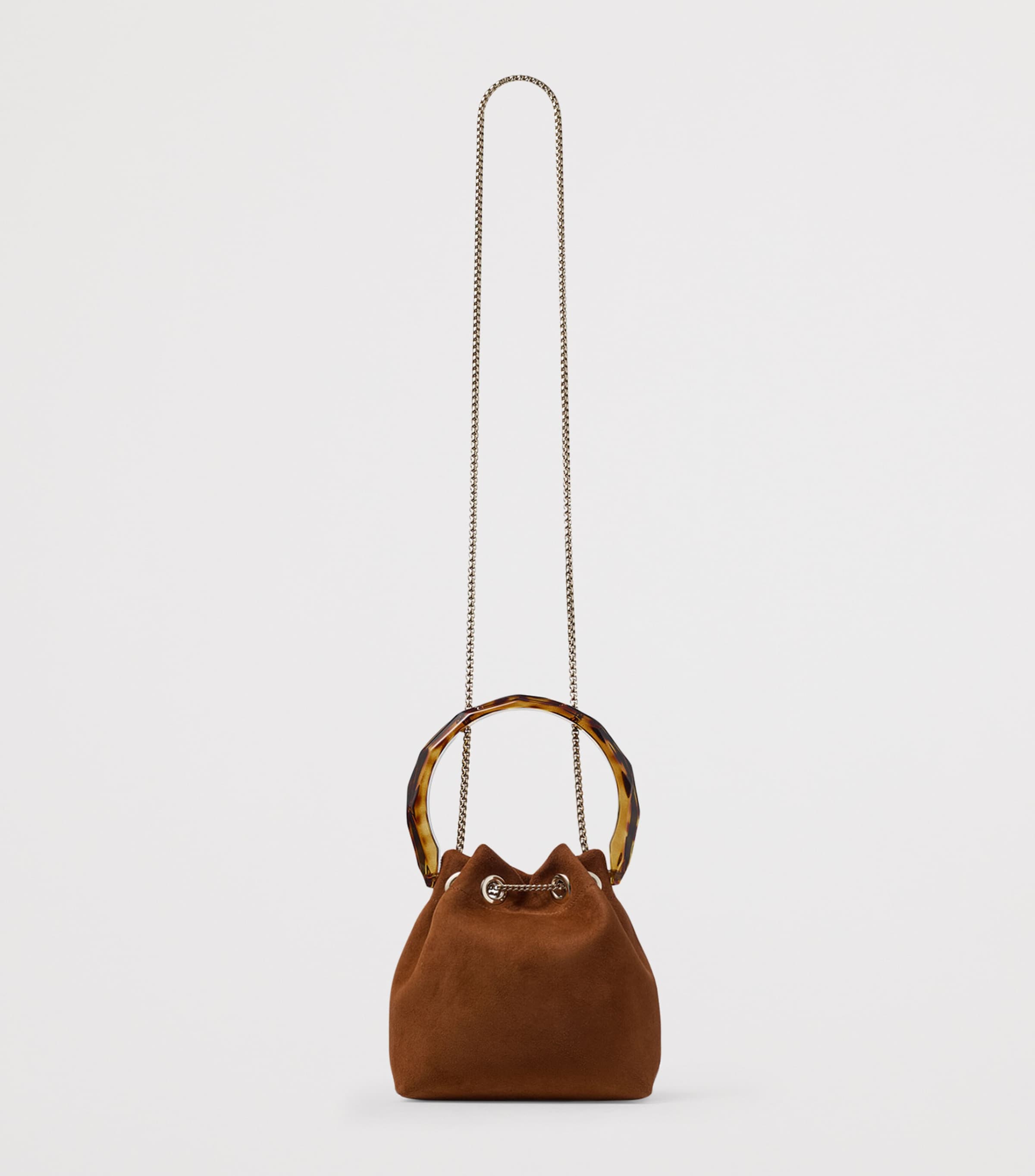 Jimmy Choo Bon Bon Goat Suede Top-Handle Bag Tan/multi/tortoisesh Image 3