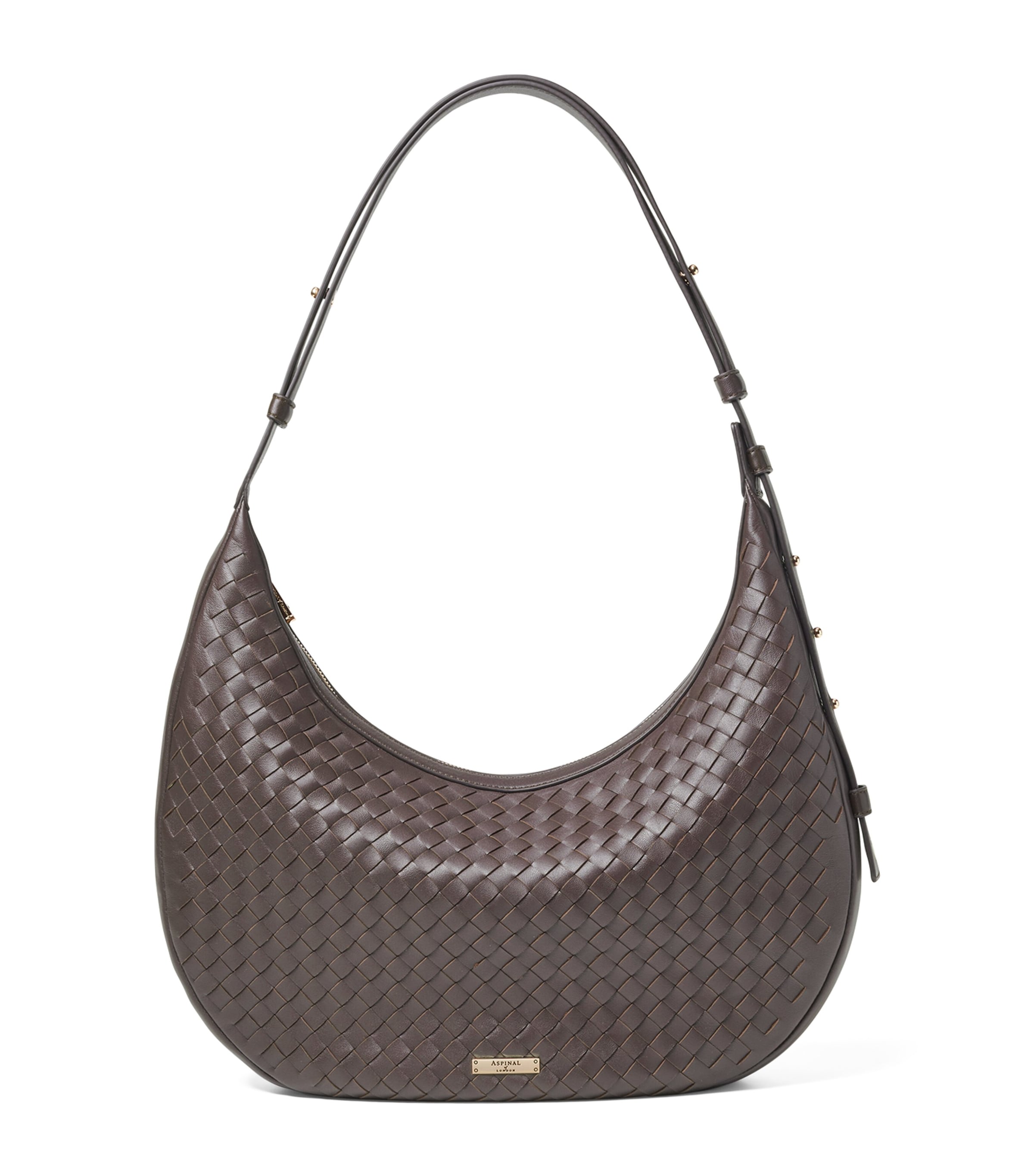 Aspinal Of London Leather Hudson Crescent Cross-body Bag In Brown