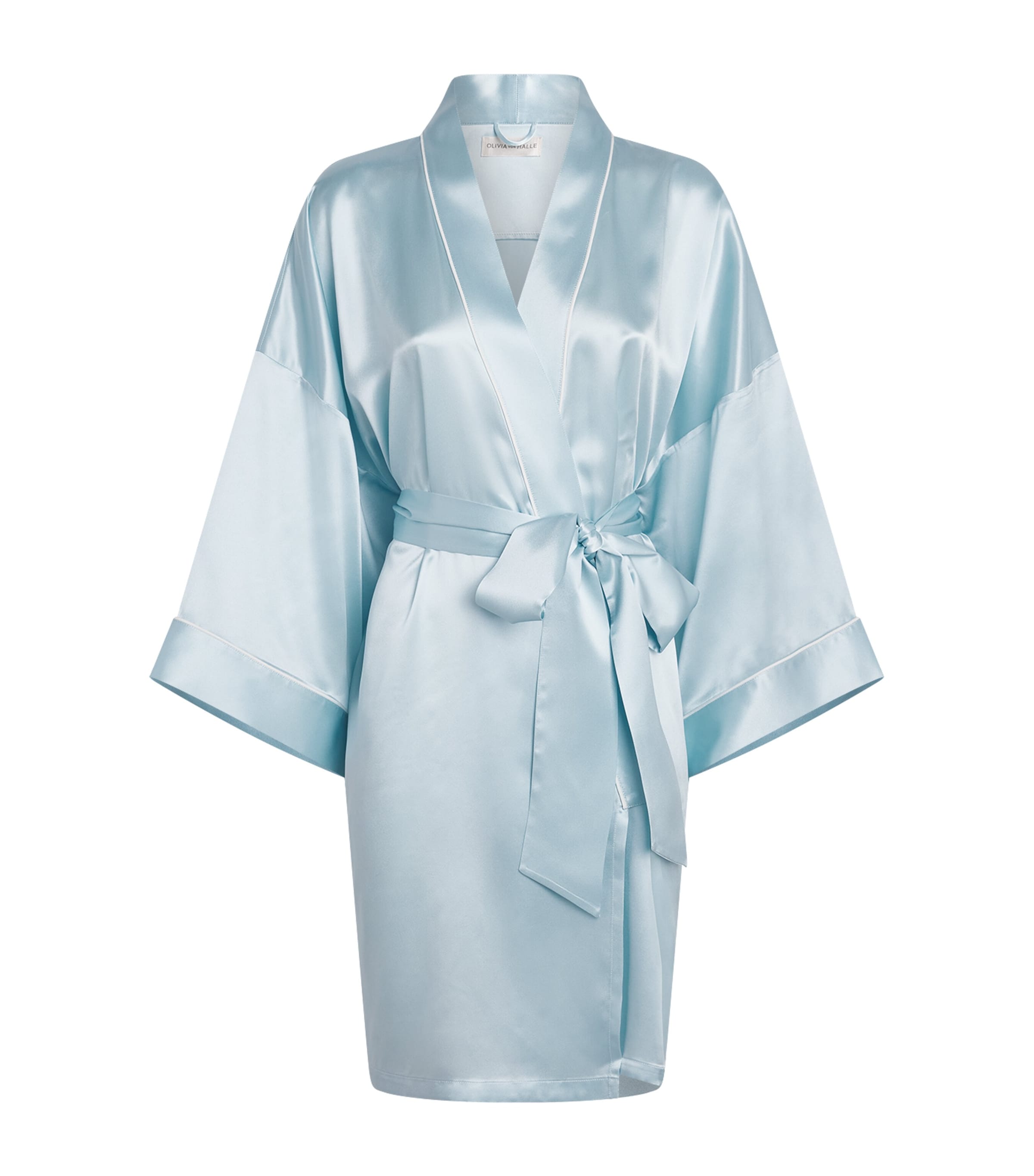 Olivia von Halle Womens Silk Mimi Robe Powder Blue Image 1