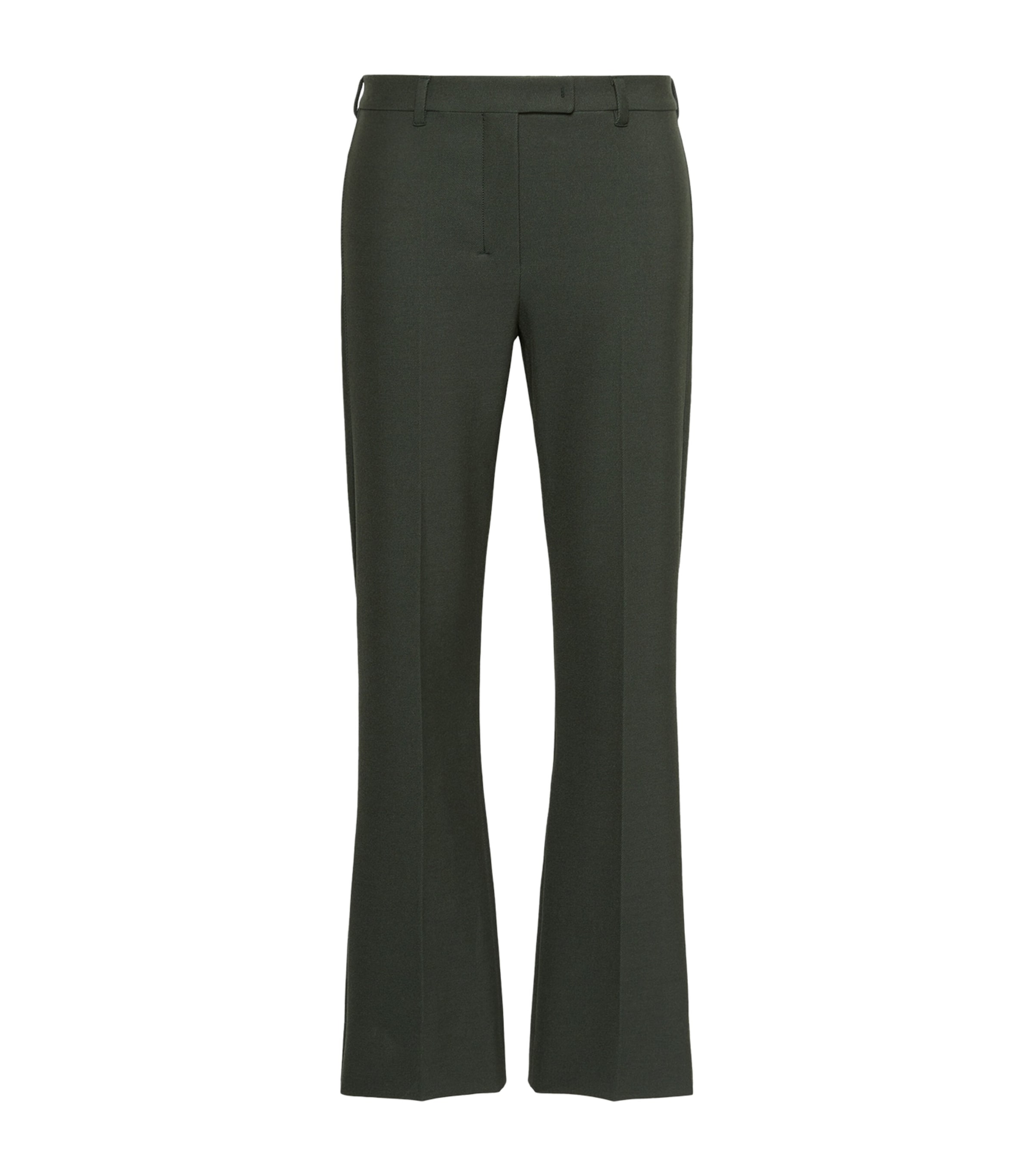 Max Mara Womens Cotton-Blend Flared Trousers Green Image 1
