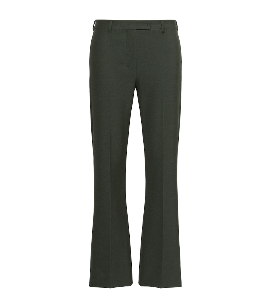 Max Mara Womens Cotton-Blend Flared Trousers Green Image 1