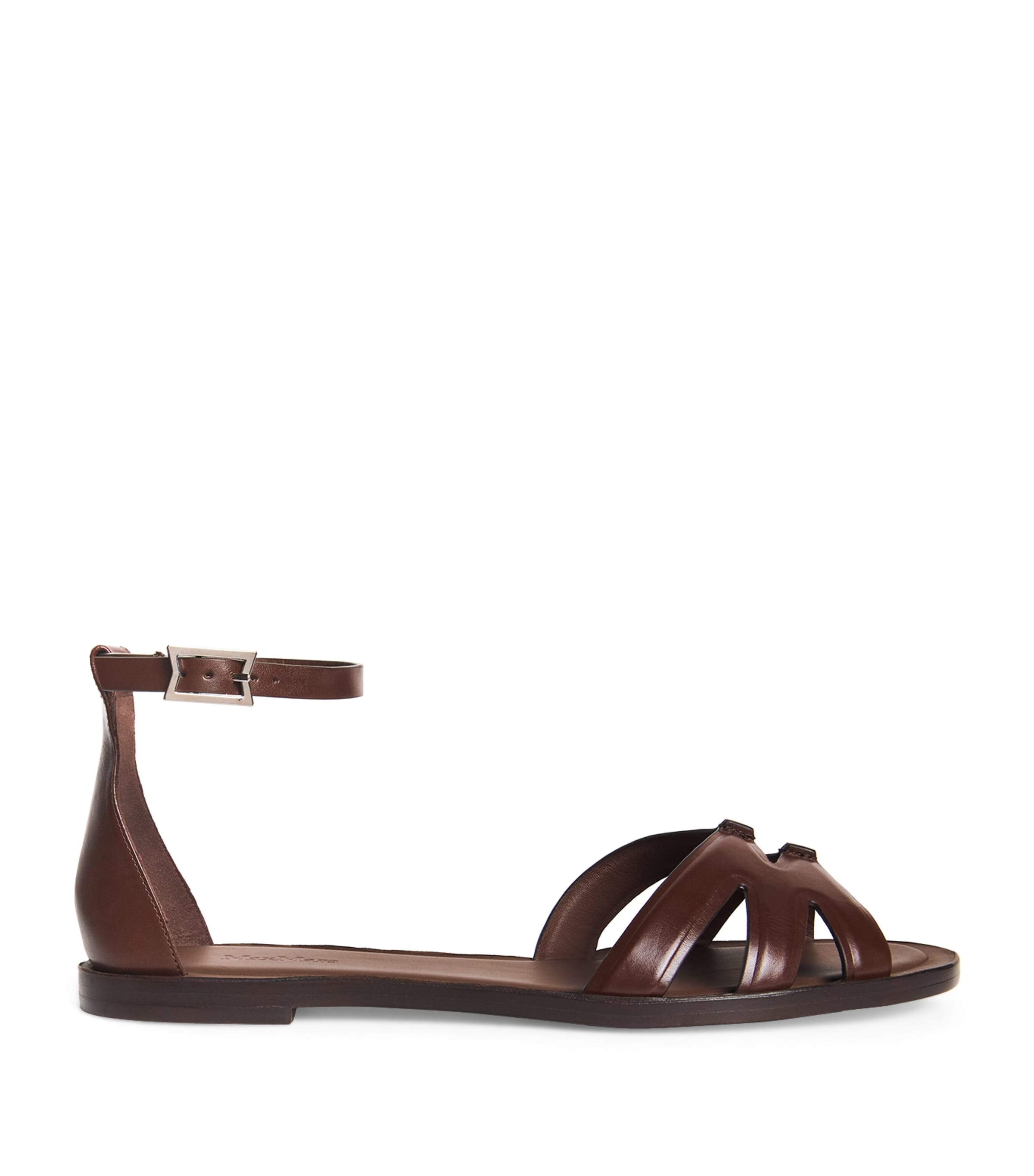 Max Mara Round Toe Flat Sandals In Brown