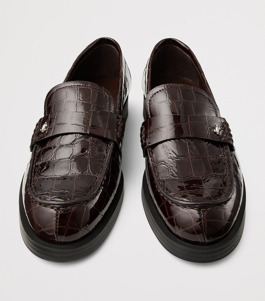 Ivy Croc-Embossed Leather Loafers SAMBUCO Image 3