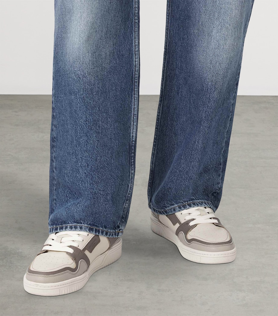 AllSaints Leather Regan Plus Low-Top Trainers Grey/off White Image 2