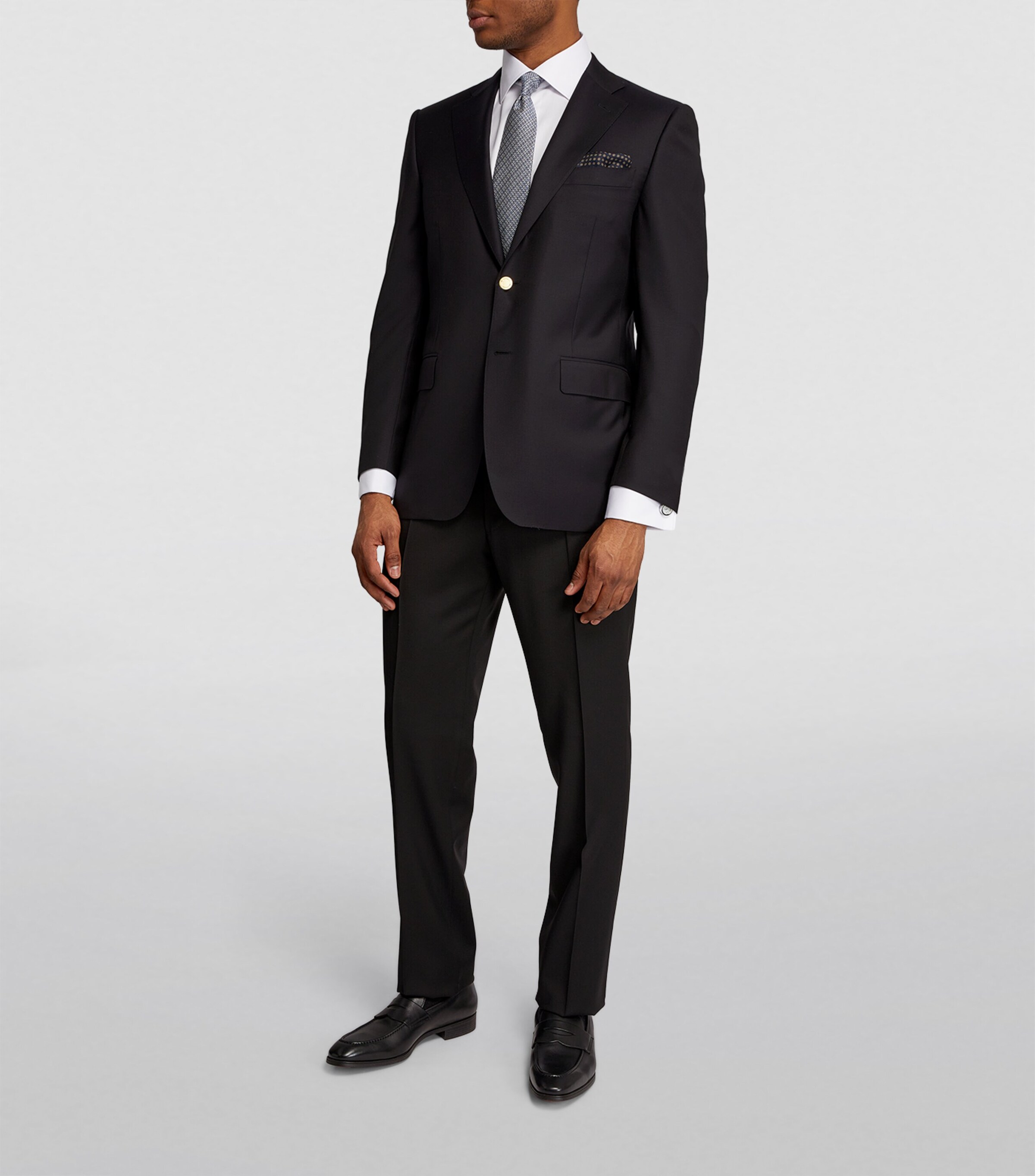 Canali Mens Wool Single-Breasted Suit Jacket Navy Image 2