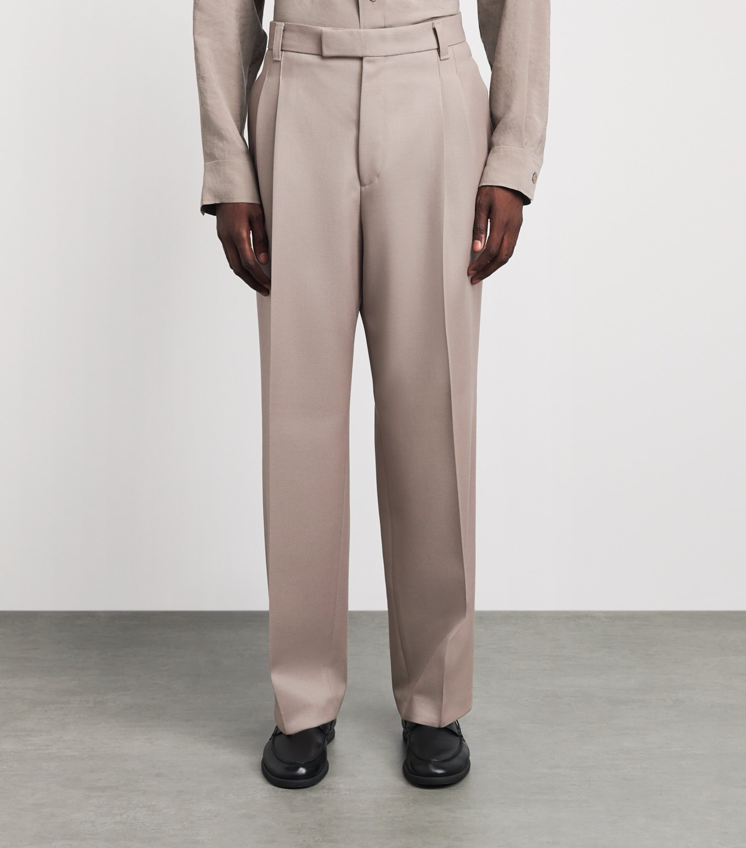 BOSS Mens Wool Tailored Trousers Open Brown Image 4
