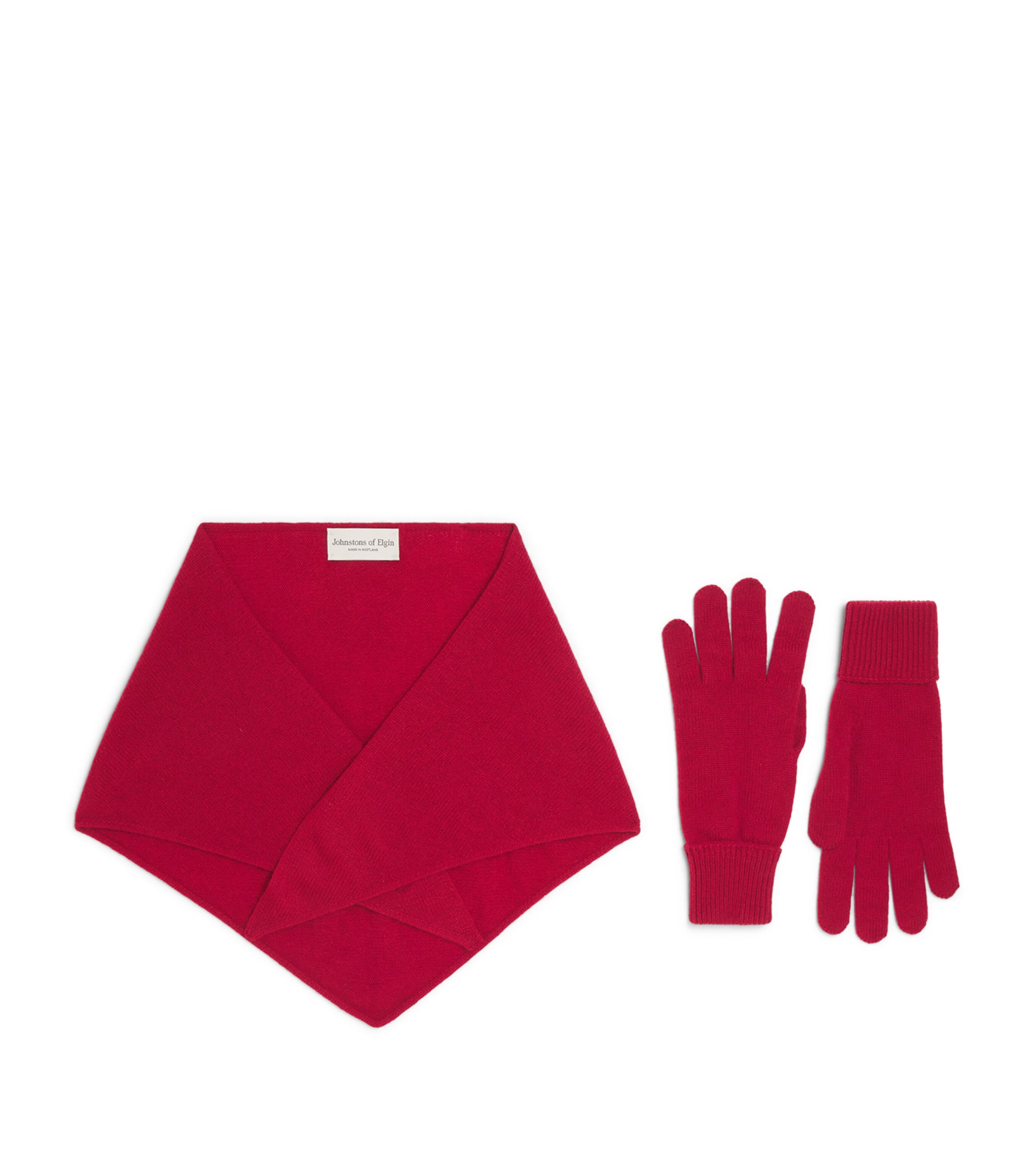 Johnstons Of Elgin Neck Tie and Gloves Gift Set Claret Image 1