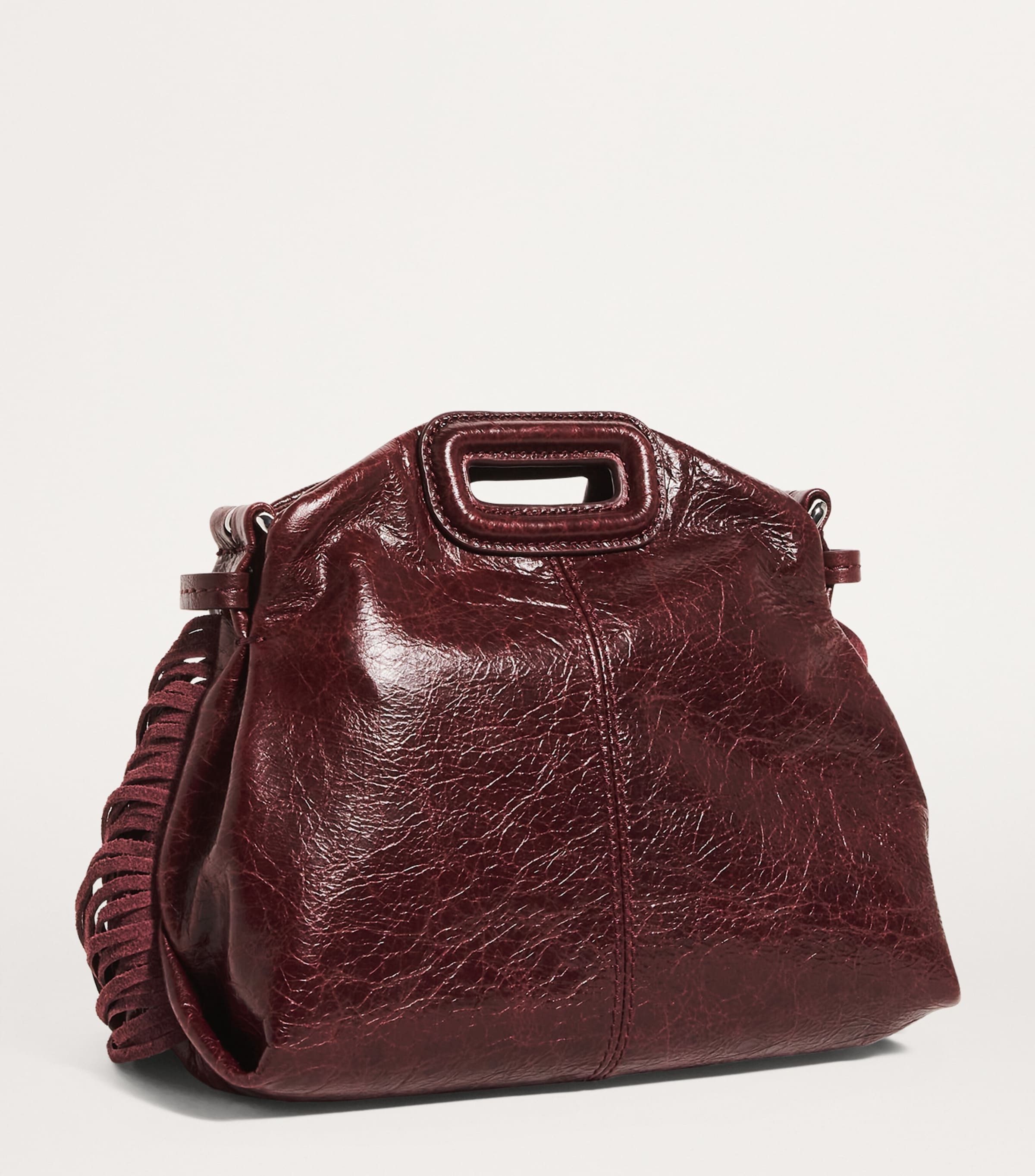 Leather Miss M Shoulder Bag BURGUNDY Image 3