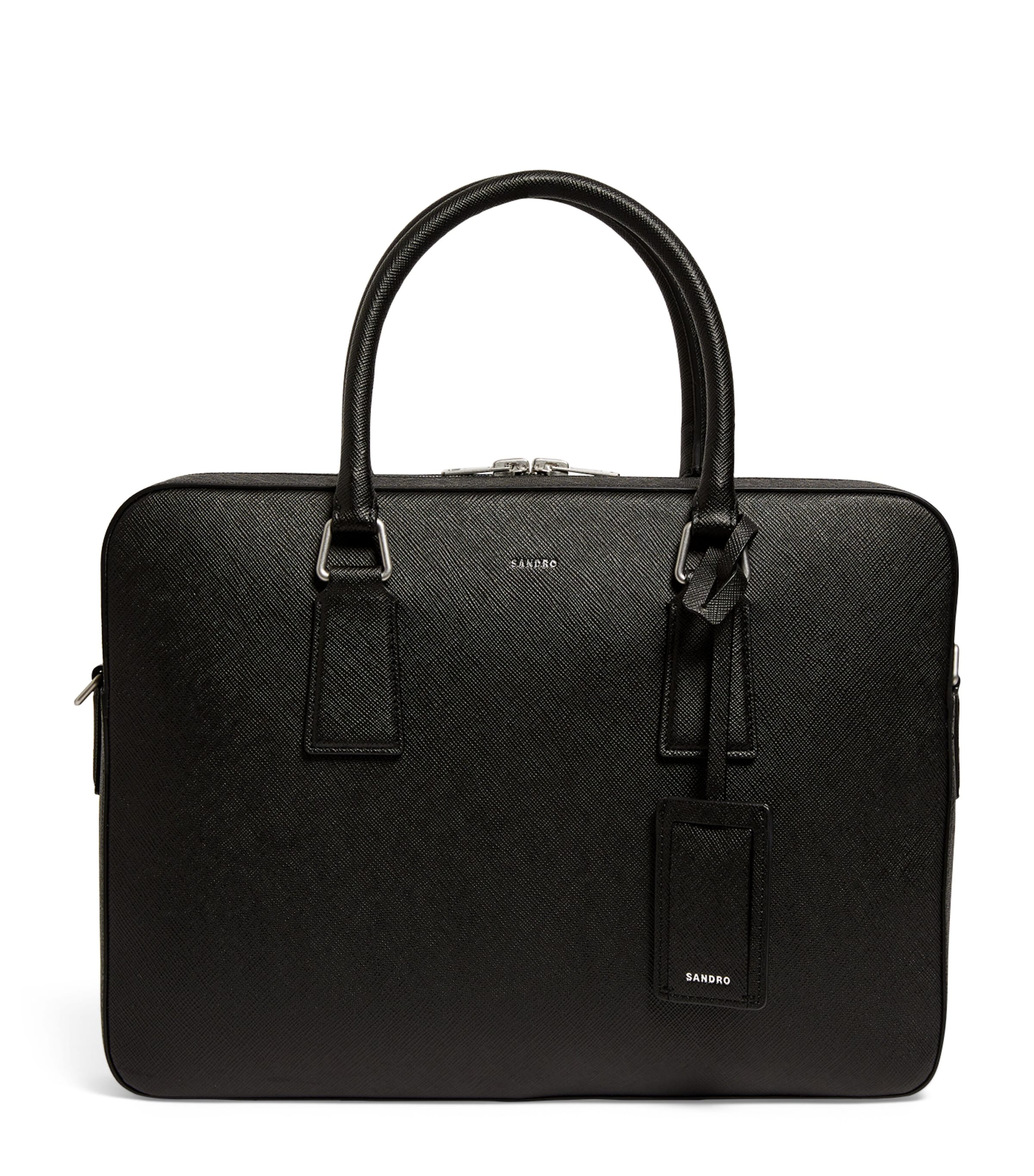 Sandro Paris Leather Slim Briefcase | Men Bags | Laptops & Briefcases | Designers | Sandro Paris