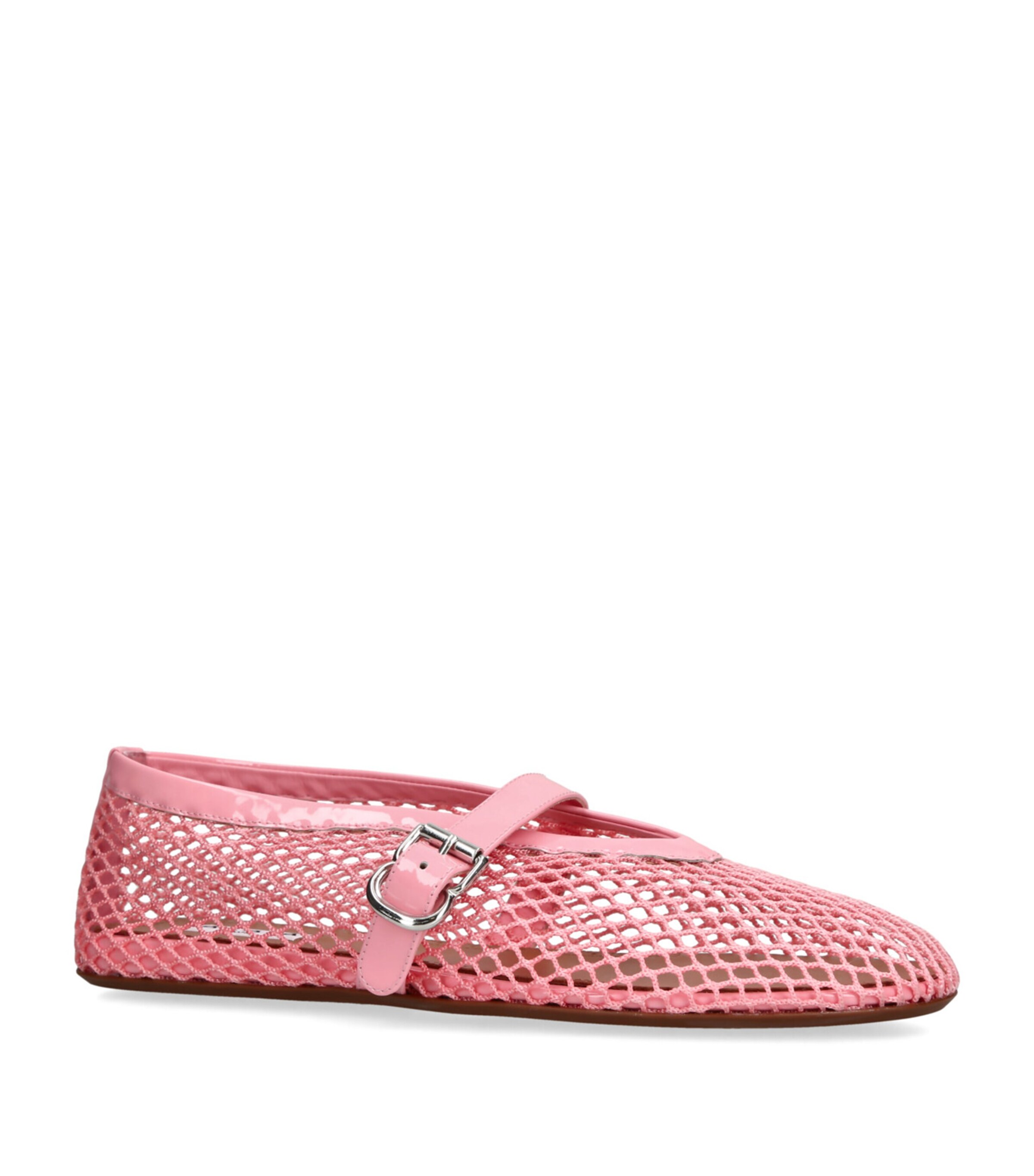 Alaïa Leather Mesh Ballet Flats Pink Image 3