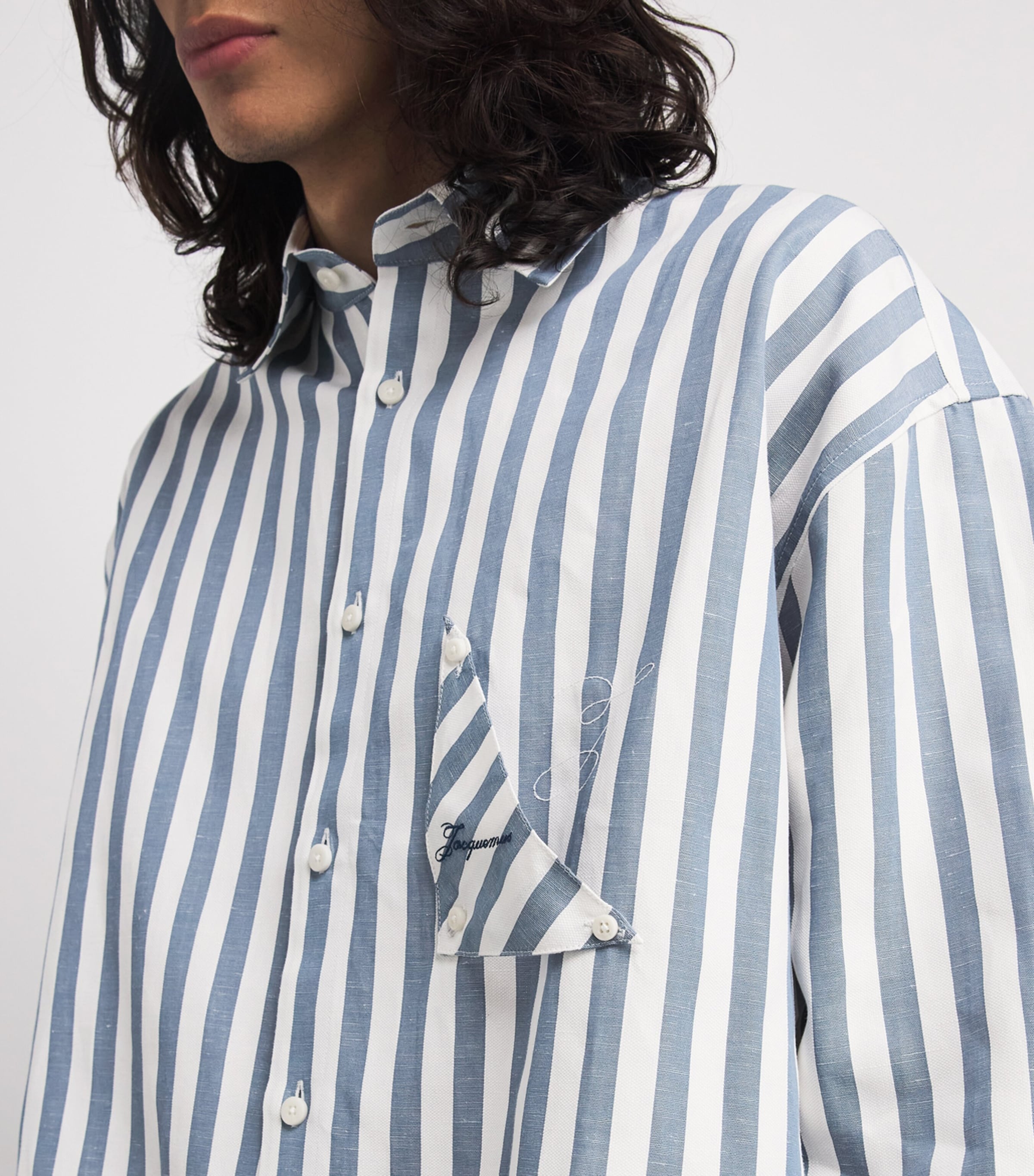 Jacquemus Mens Cotton-Linen Voilier Shirt Jcqrd Strp Blu O Image 3