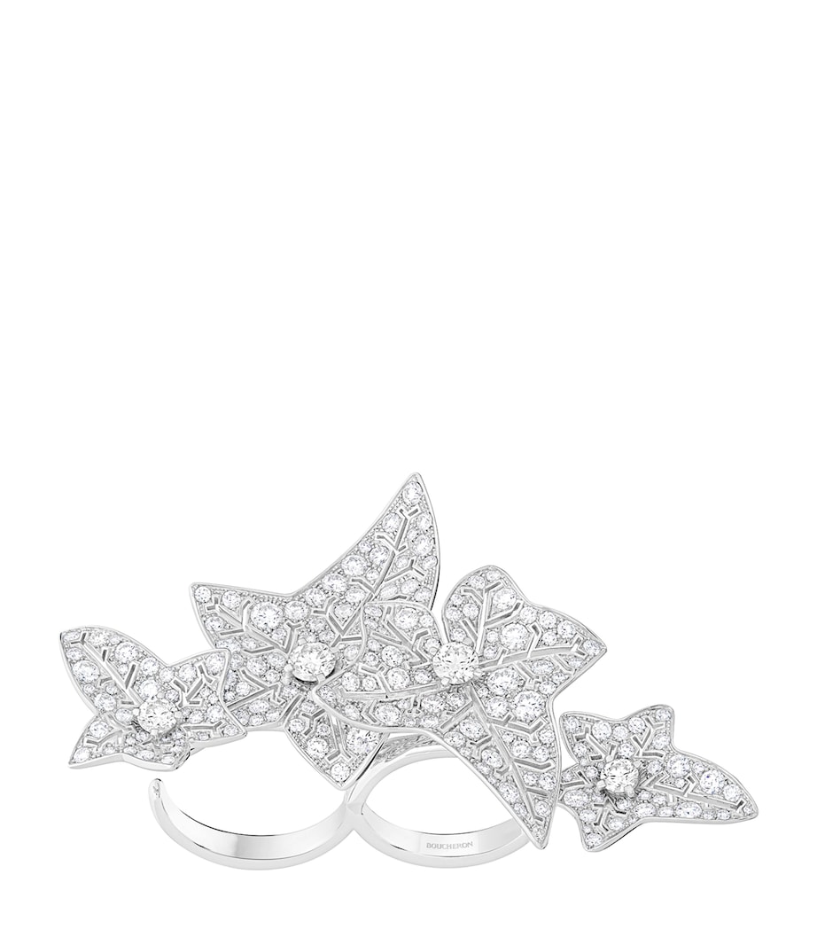 Boucheron White Gold and Diamond Lierre de Paris Two-Finger Ring White Gold Image 1