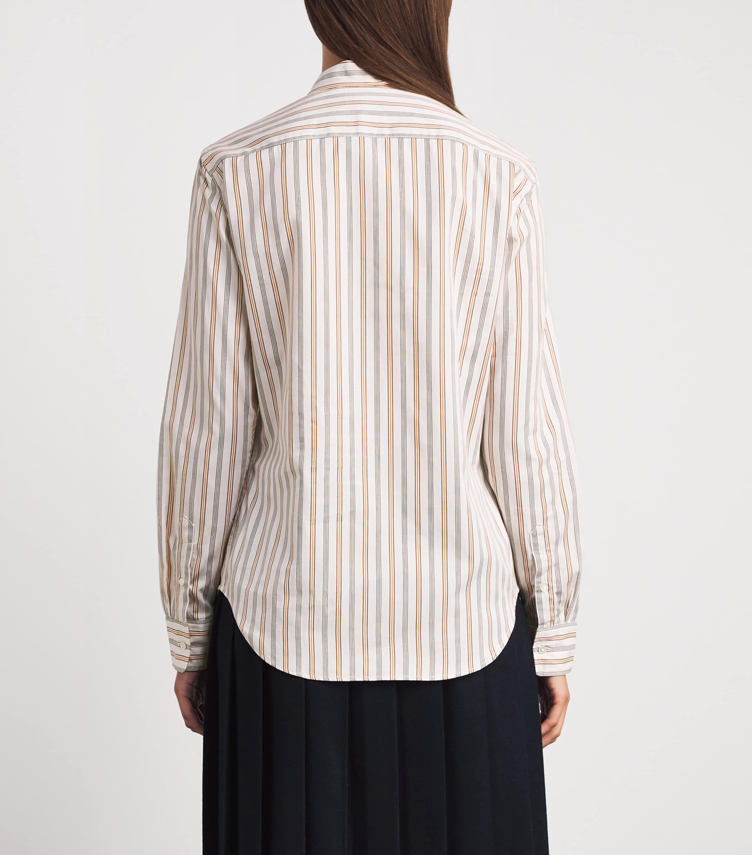 Polo Ralph Lauren Womens Cotton Tie-Neck Slim-Fit Shirt Crm Brwn Rd Image 5